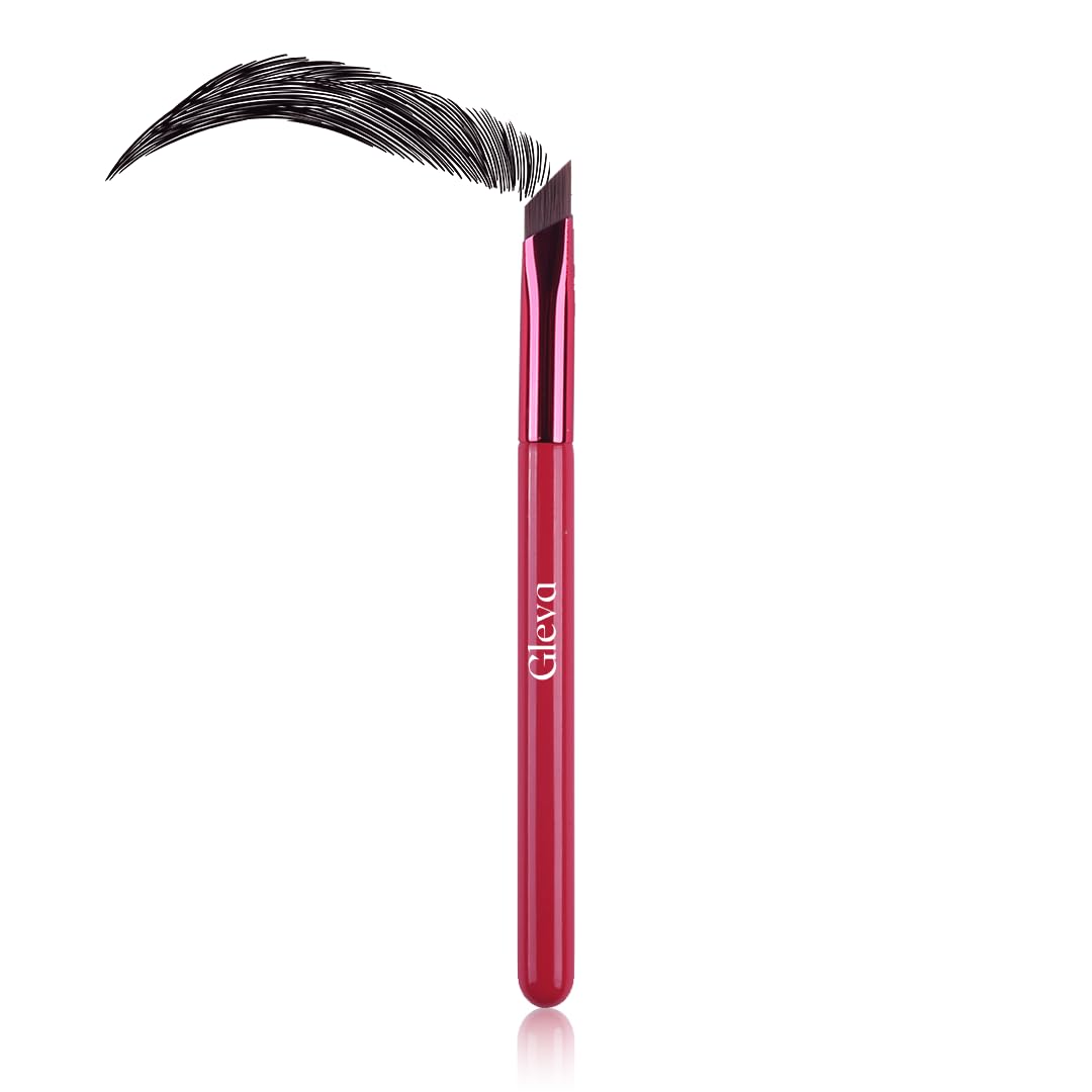 Gleva Professional Multi-Function Eyebrow Brush - Angled Eyeliner & Brow Stamp Brush for Precise Filling, Shaping & Enhancing - Realistic Square Brow Brush (Pink) | Perfect for Eyebrow Makeup, Microblading & Everyday Beauty Routine