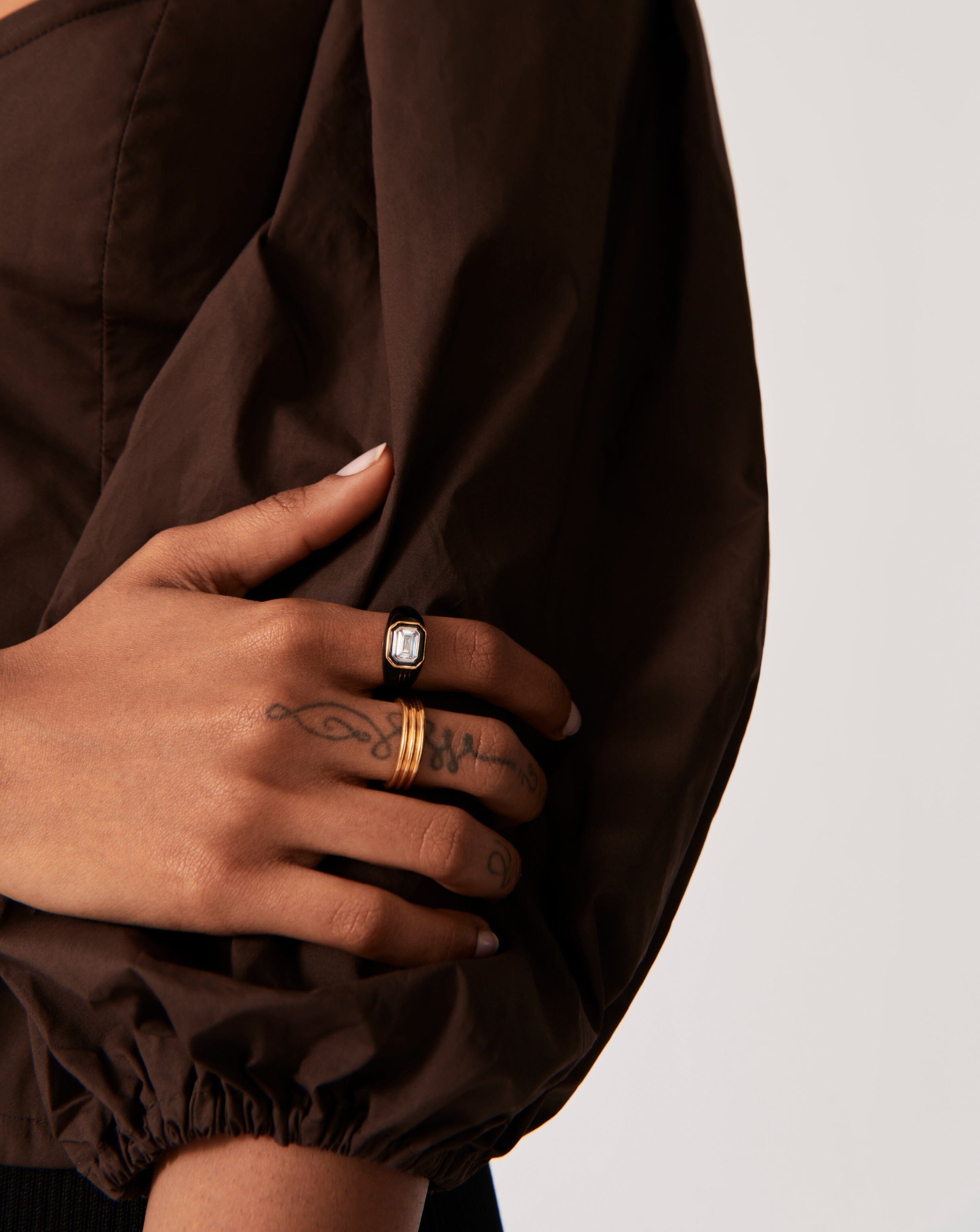18k Gold Vermeil & Black Stone Dome Statement Ring - Elegant Enamel Jewelry for Women | Perfect for Parties, Weddings, and Special Occasions