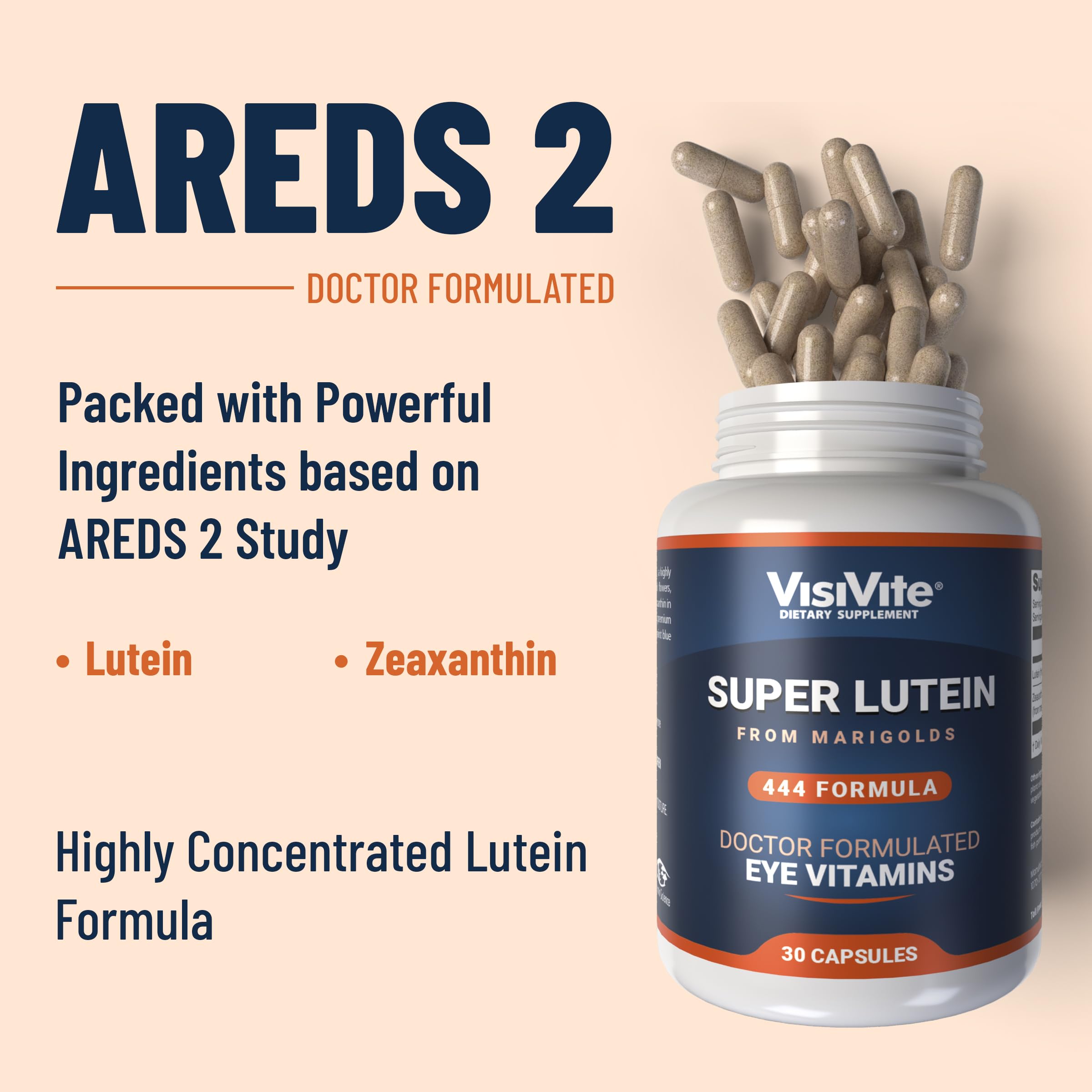 Super Lutein 444 Eye Vitamins - Premium Lutein & Zeaxanthin Supplement for Vision Support - Clear Eye Health Formula for Adults - Supports Digital Eye Strain & Night Vision - Perfect for Office Workers & Gamers