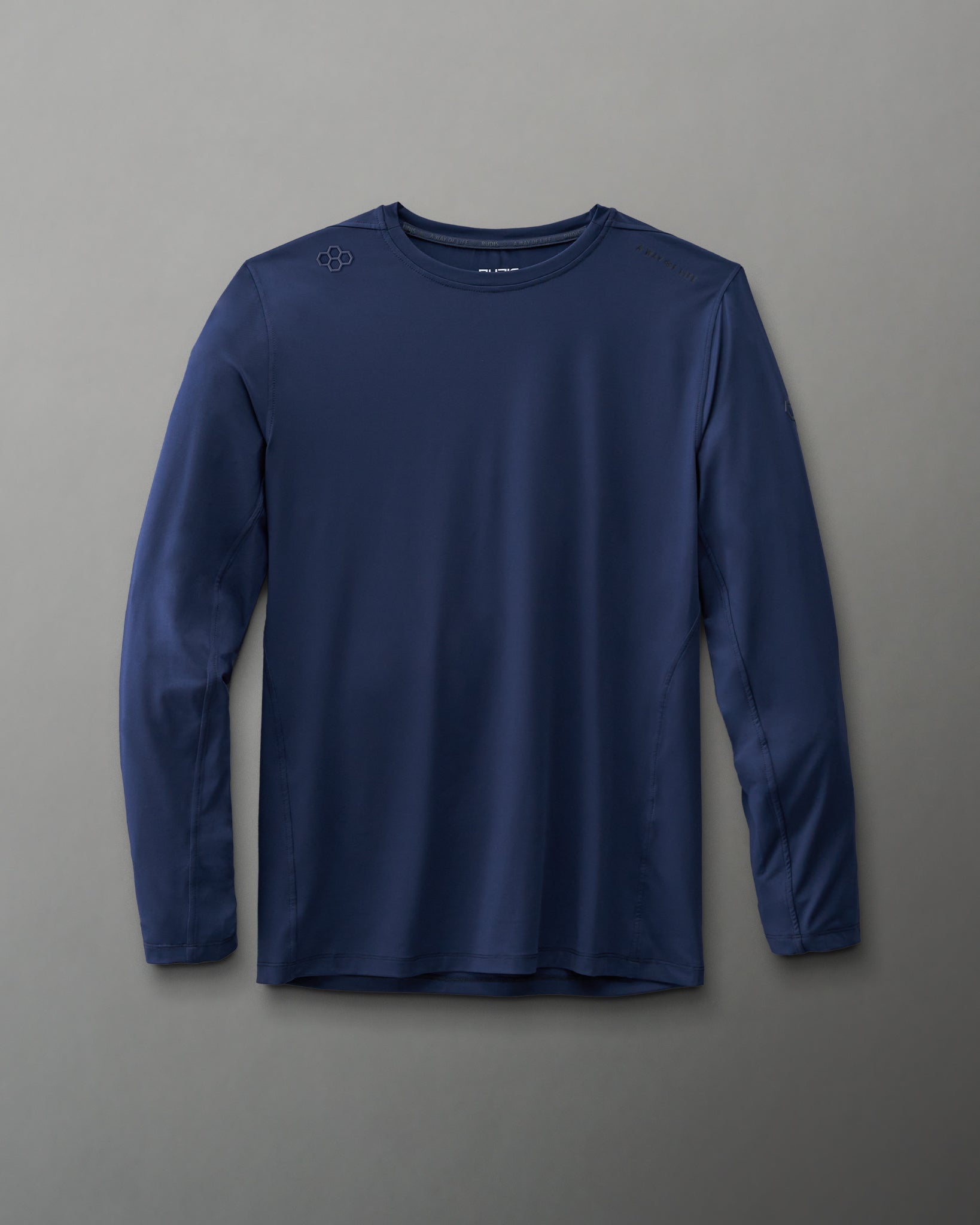 RUDIS Performance Long Sleeve Shirt for Men - Navy Blue Athletic Compression Top for Wrestling, Training & Workouts - Moisture Wicking & Breathable Fabric
