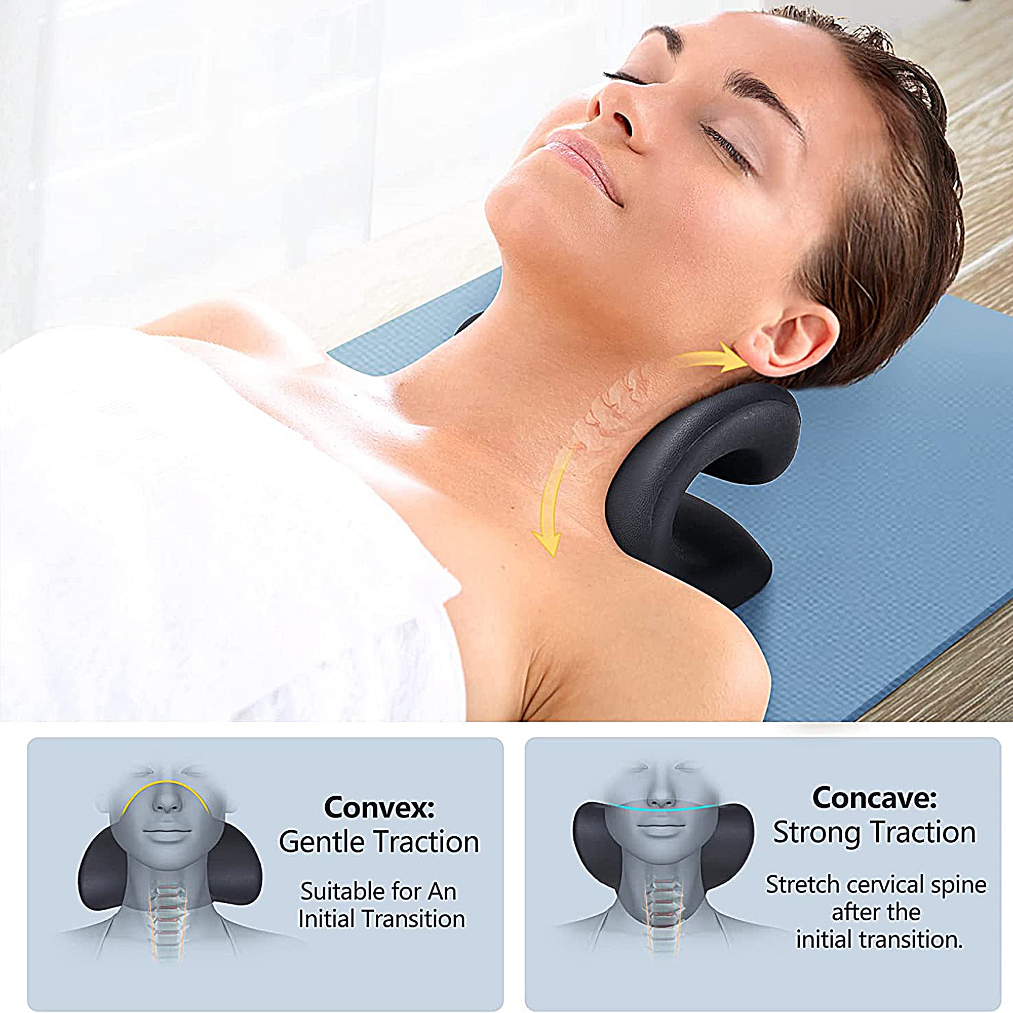 Thera Stretch Pillow for Neck Pain Relief & Posture Support - Ergonomic Cervical Support Pillow for Sleeping, Travel, Yoga, and Office Use