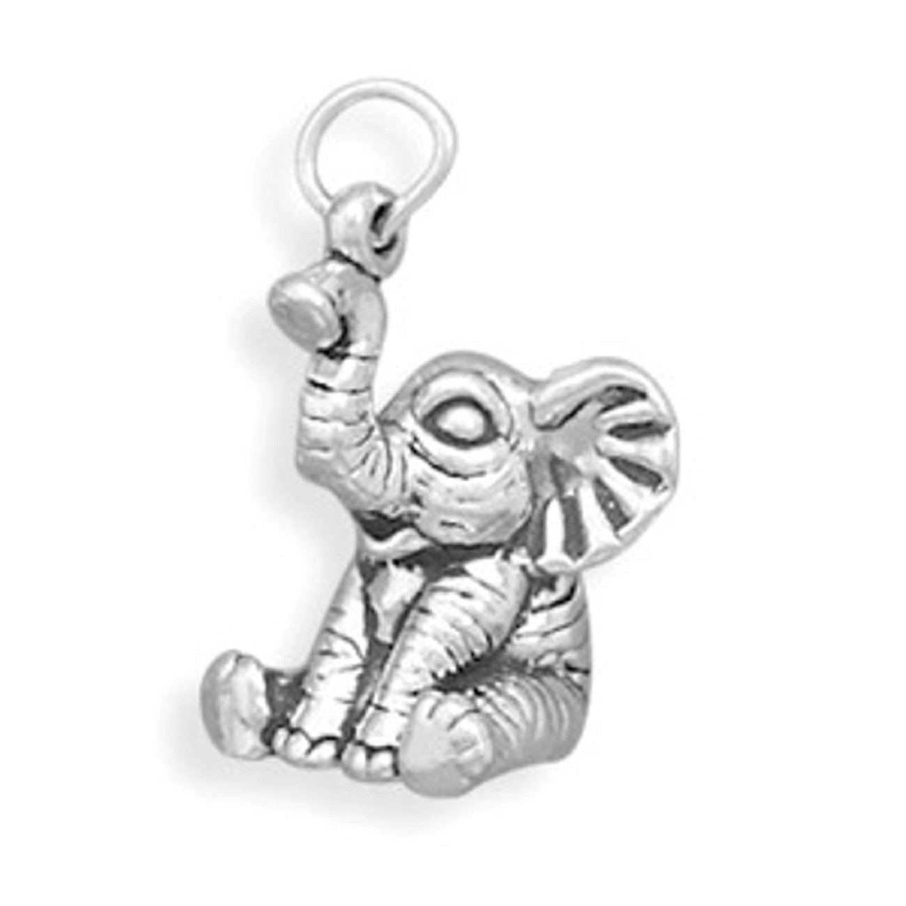 Sterling Silver 0.8mm Box Chain Necklace with 3D Cute Sitting Baby Elephant Pendant - Perfect Gift for Girls, Birthday, Christmas & Everyday Wear