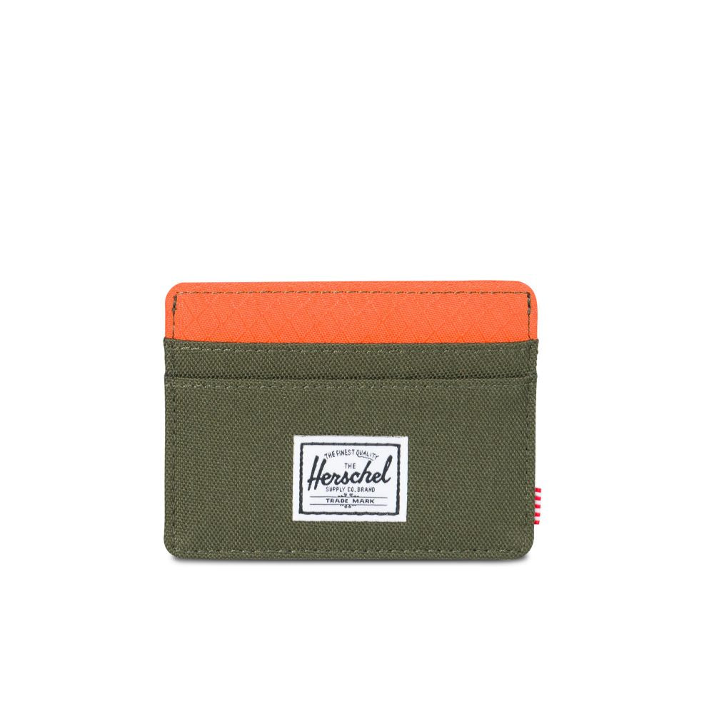 Herschel Charlie Wallet - RFID Blocking Bifold Wallet for Men & Women - Forest Night/Vermillion Orange - Compact & Stylish for Travel, Work & Everyday Use