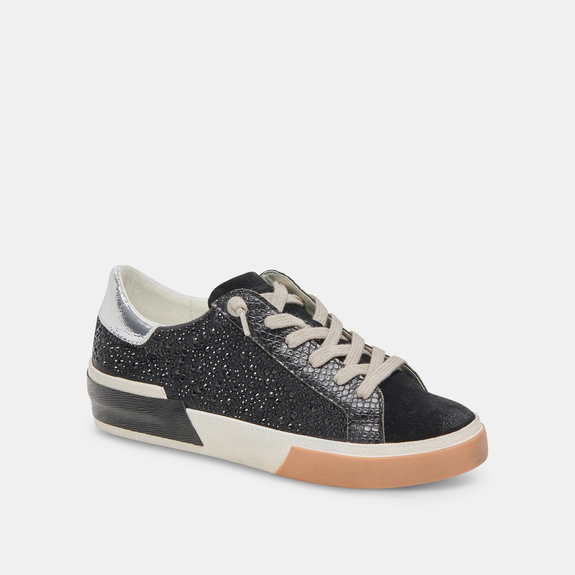ZINA CRYSTAL SNEAKERS for Women - Black Suede Fashion Shoes with Rhinestones | Comfortable Walking & Party Wear