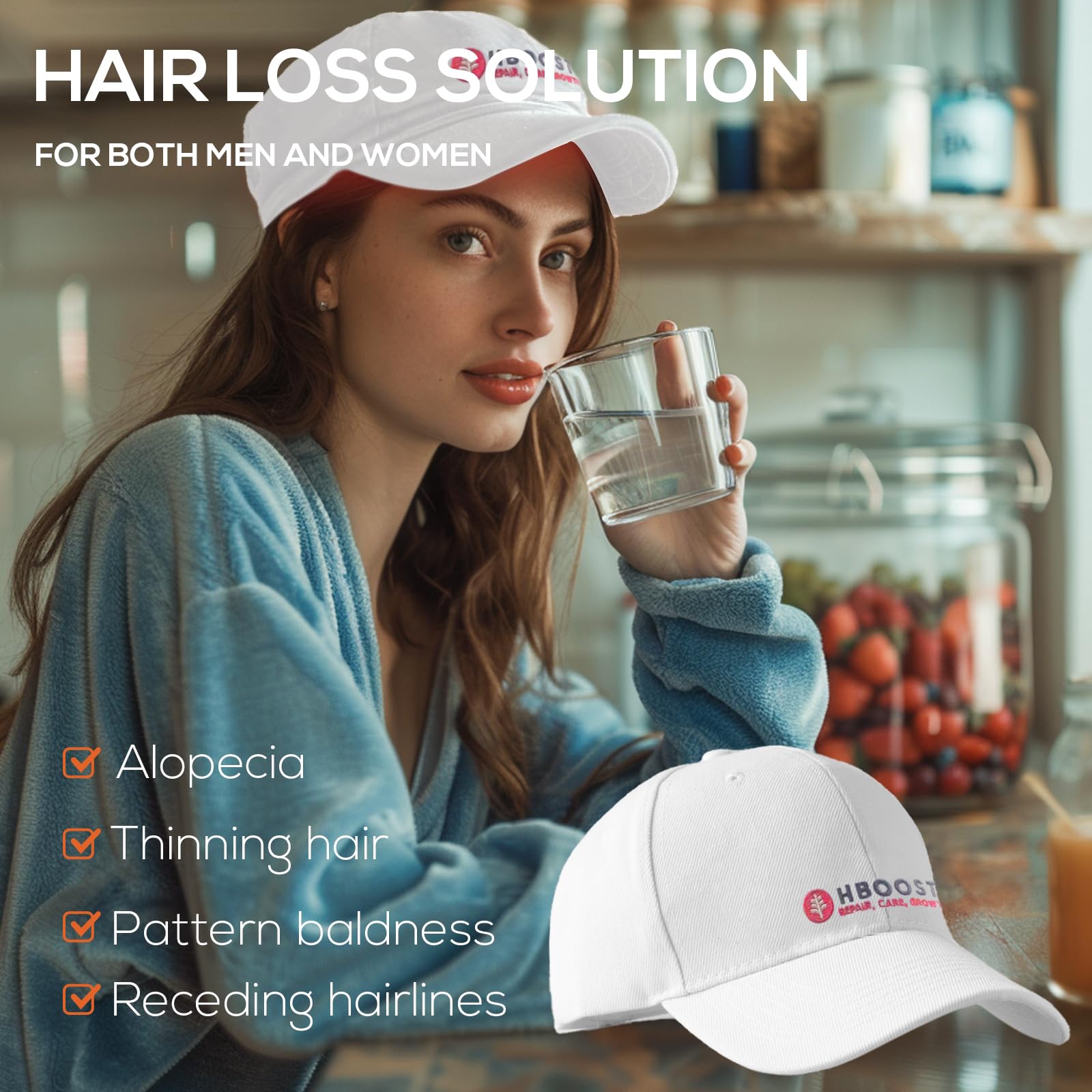 Laser Hair Growth Cap for Men & Women - FDA Cleared Hair Regrowth Treatment with Red Light Therapy - Unisex Hair Loss Solution for Thicker, Fuller Hair at Home or Salon