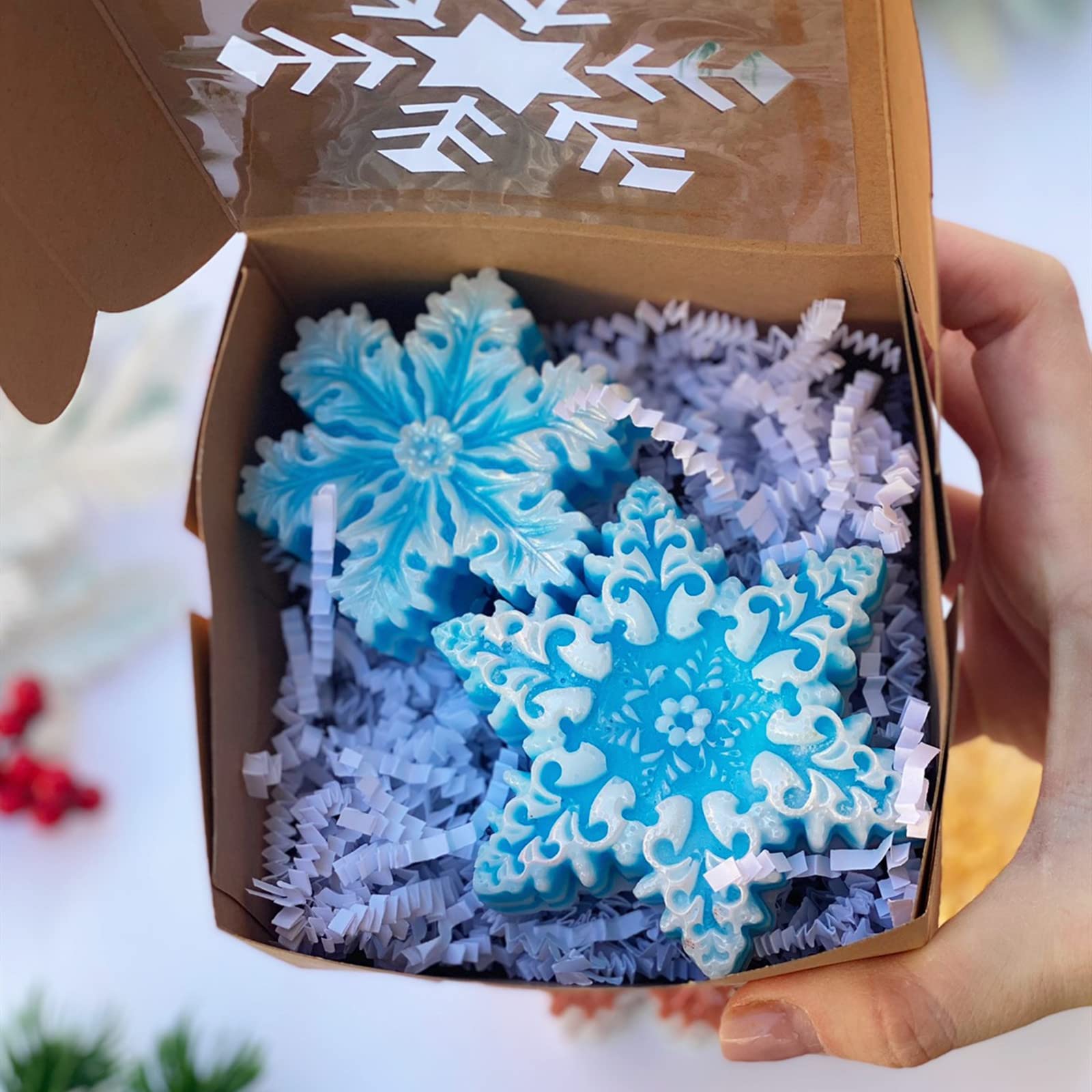 Snowflake Silicone Mold for Soap, Chocolate, Candy, Fondant, Wax Candles, Polymer Clay & Resin - Small Baking & Cake Decorating Tool for DIY Crafts & Holiday Gifts