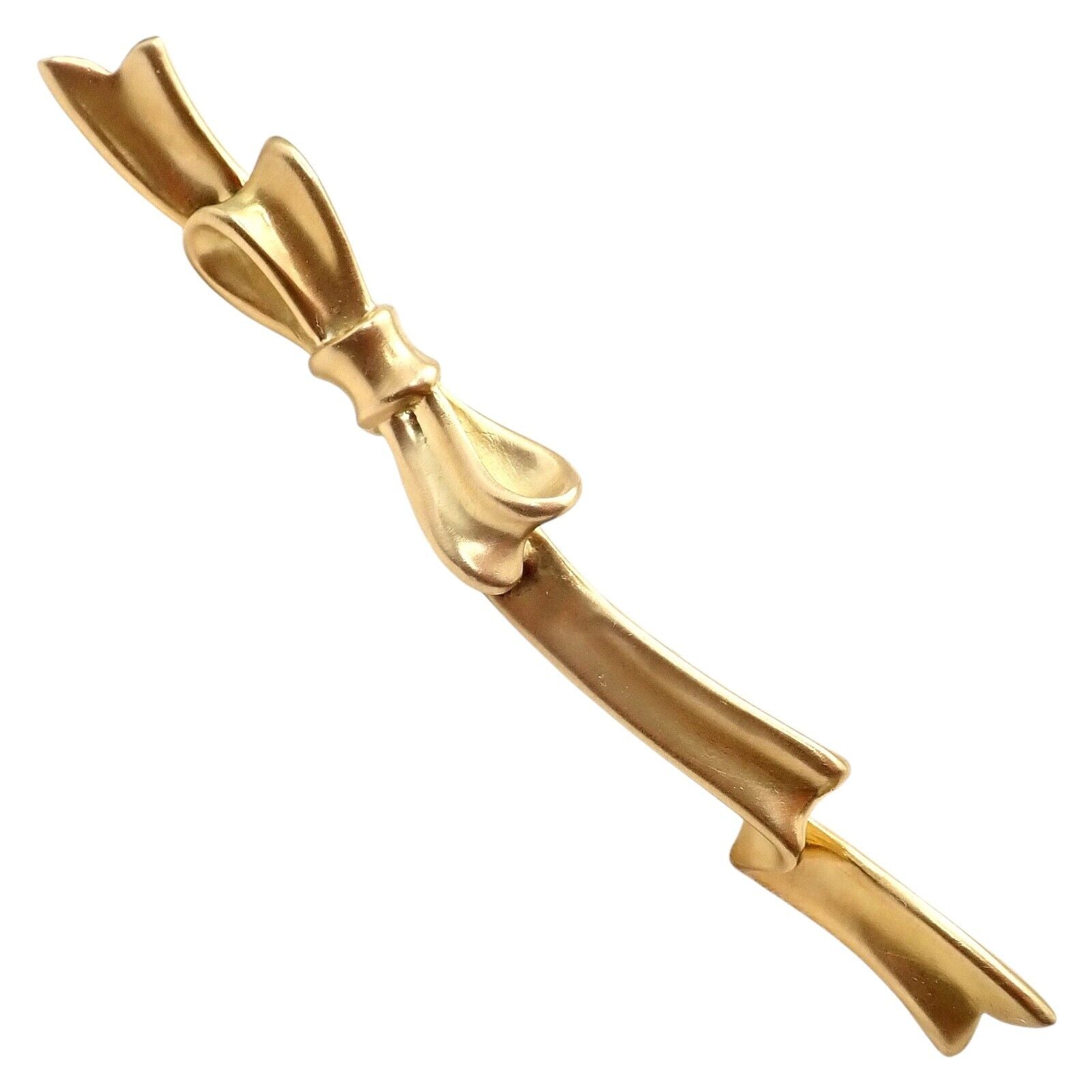 Authentic Angela Cummings 18k Yellow Gold Long Ribbon Bow Pin Brooch Vintage 1984 - Elegant Jewelry Gift for Women, Perfect for Weddings, Parties & Special Occasions