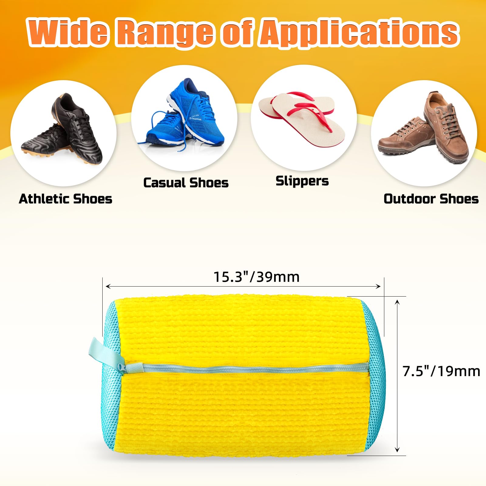 Shoe Washing Machine Bag - Laundry Mesh Bag for Sneakers & Shoes - Washable & Reusable for Washer & Dryer (Yellow) - Perfect for Gym, Travel & Sports Gear Protection
