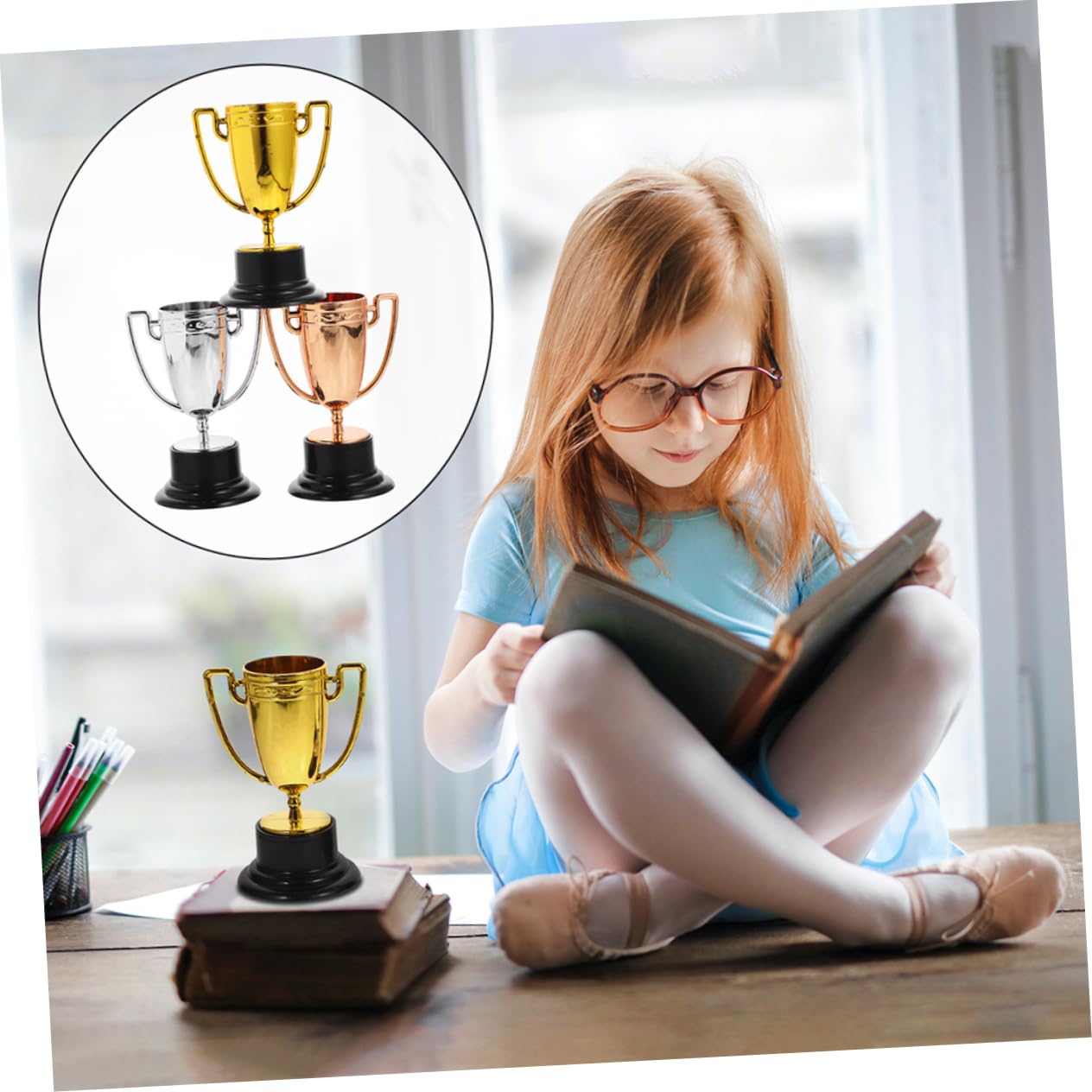KOMBIUDA Competition Trophy Cups - 6pcs Set for Boys and Girls | Winner Awards, Party Favors & Event Decorations | Perfect for Sports Awards, School Competitions & Birthday Parties