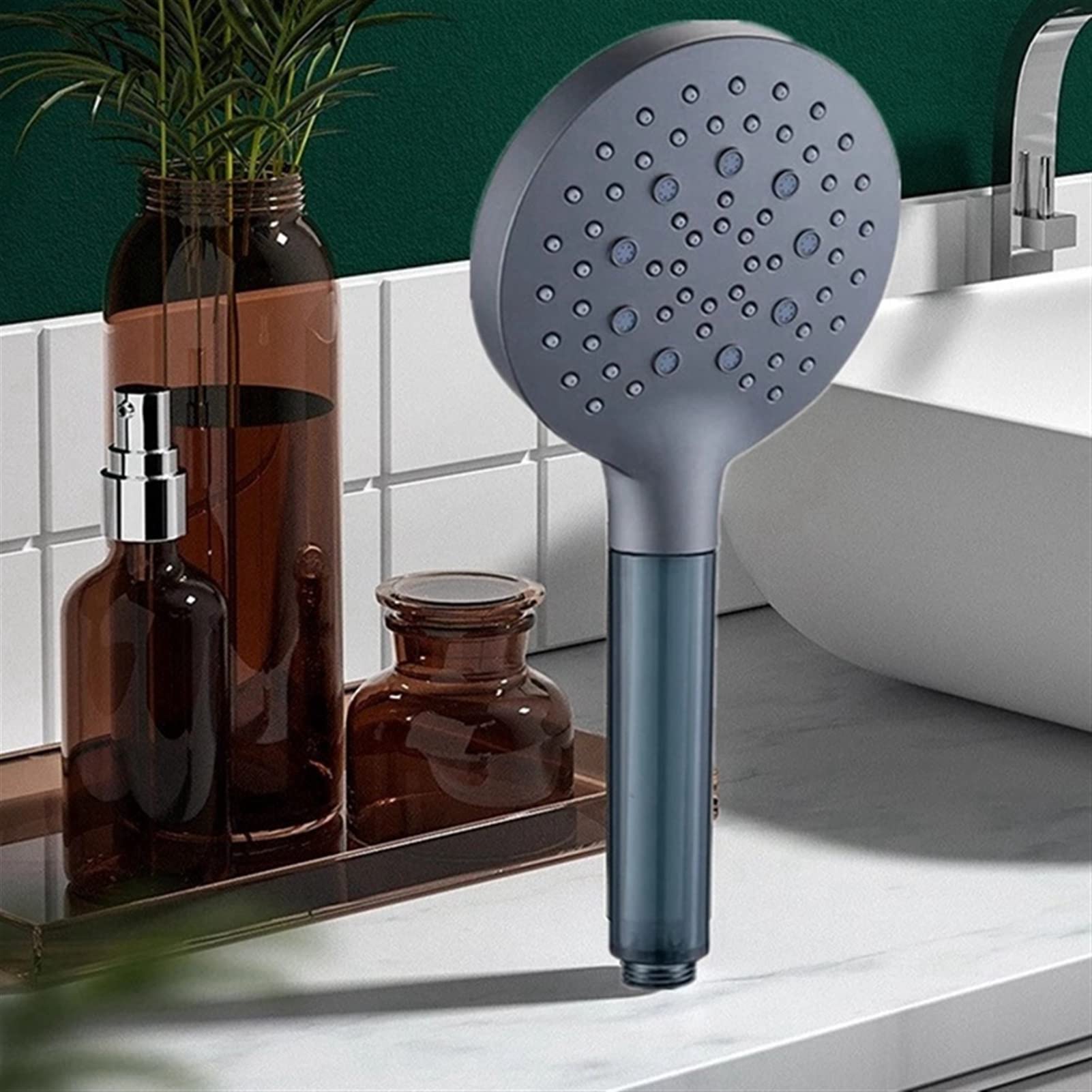 High Pressure Shower Head - 3 Gears Adjustable Rainfall Filter for Bathroom Water Saving | Black