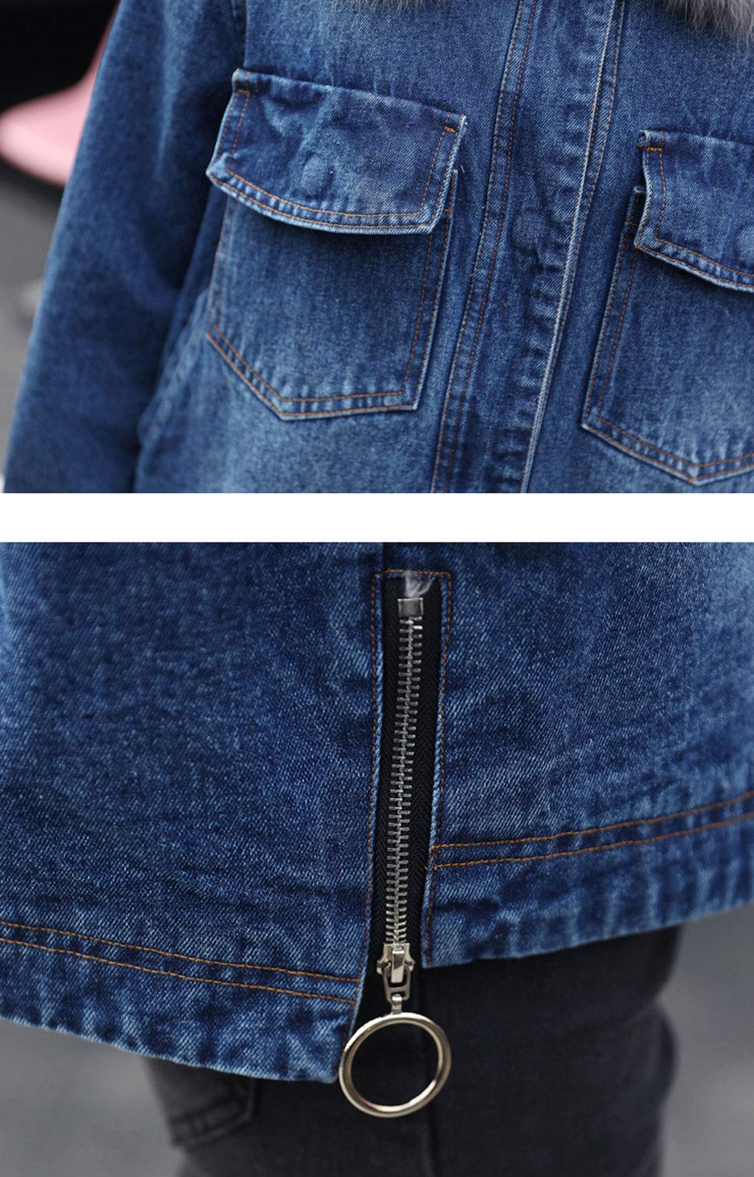 Women's Distressed Denim Jacket with Faux Fur Collar & Fleece Lining - Stylish Winter Coat for Casual Outfits, Streetwear & Cold Weather Fashion