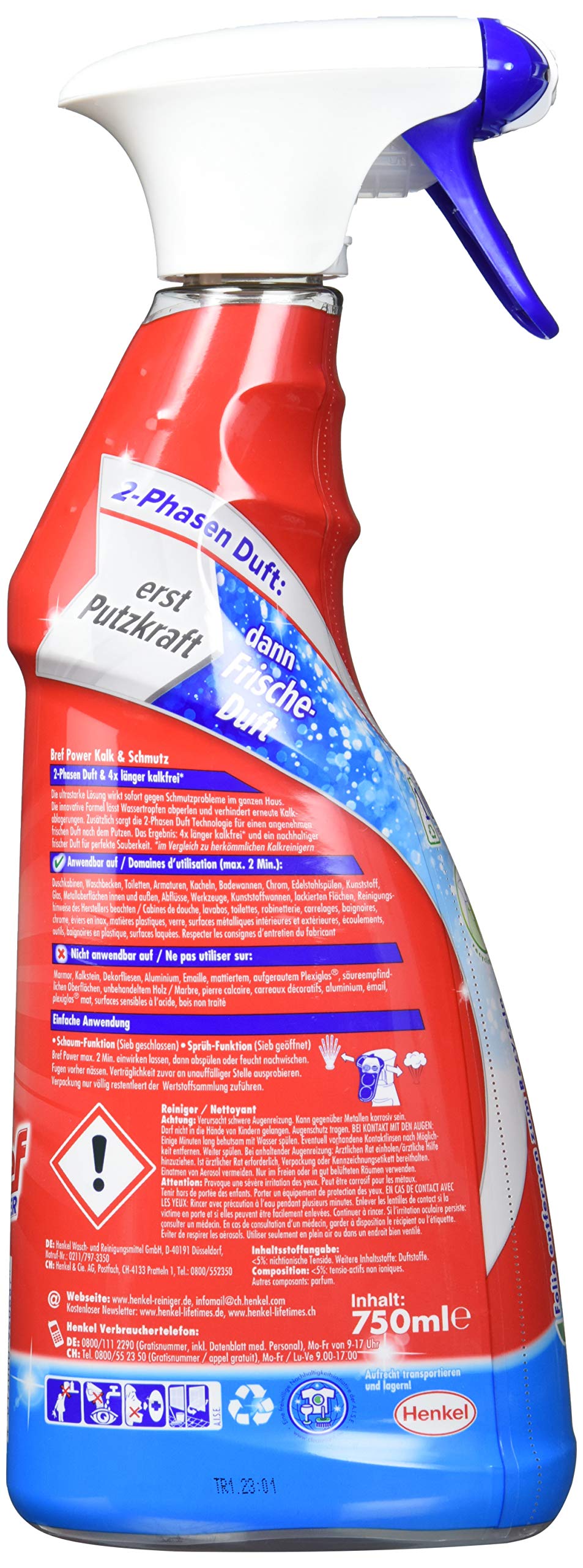 Potenza Bref All-Purpose Cleaner Spray - 750ml for Kitchen, Bathroom & Home - Powerful Multi-Surface Degreaser & Stain Remover for Appliances, Tiles & More