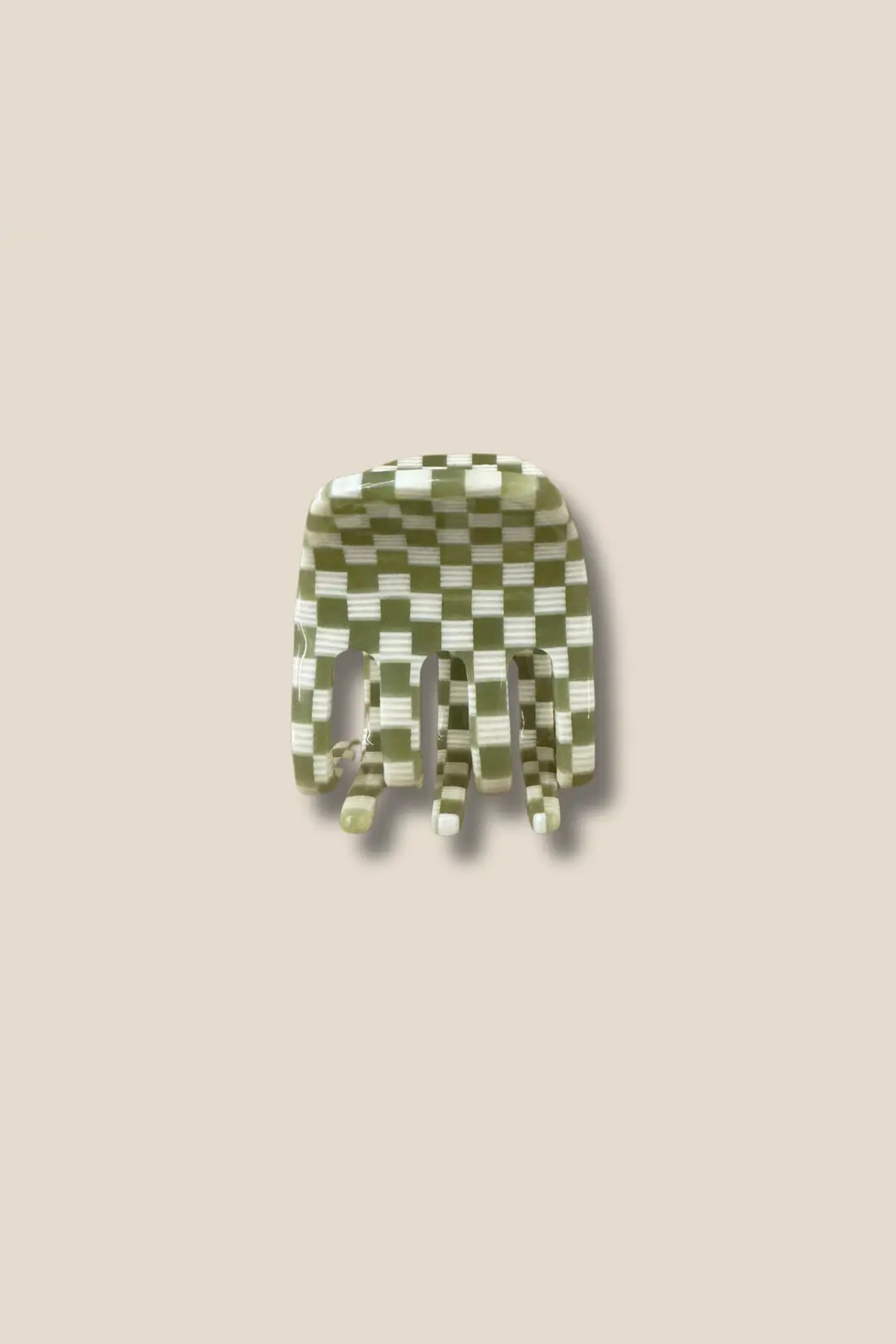 Mini Checkered Hair Claw Clip - Olive Green Non-Slip Hair Clips for Women & Girls | Perfect for Ponytails, Buns & Everyday Hairstyles
