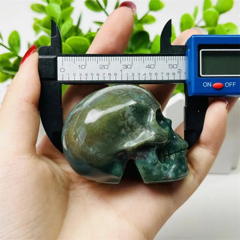 2 Inch Natural Ocean Jasper Skull Carving Sculpture - Healing Gemstone Crystal Crafts for Home Decor, Meditation & Spiritual Healing | Unique Gift Idea for Crystal Collectors