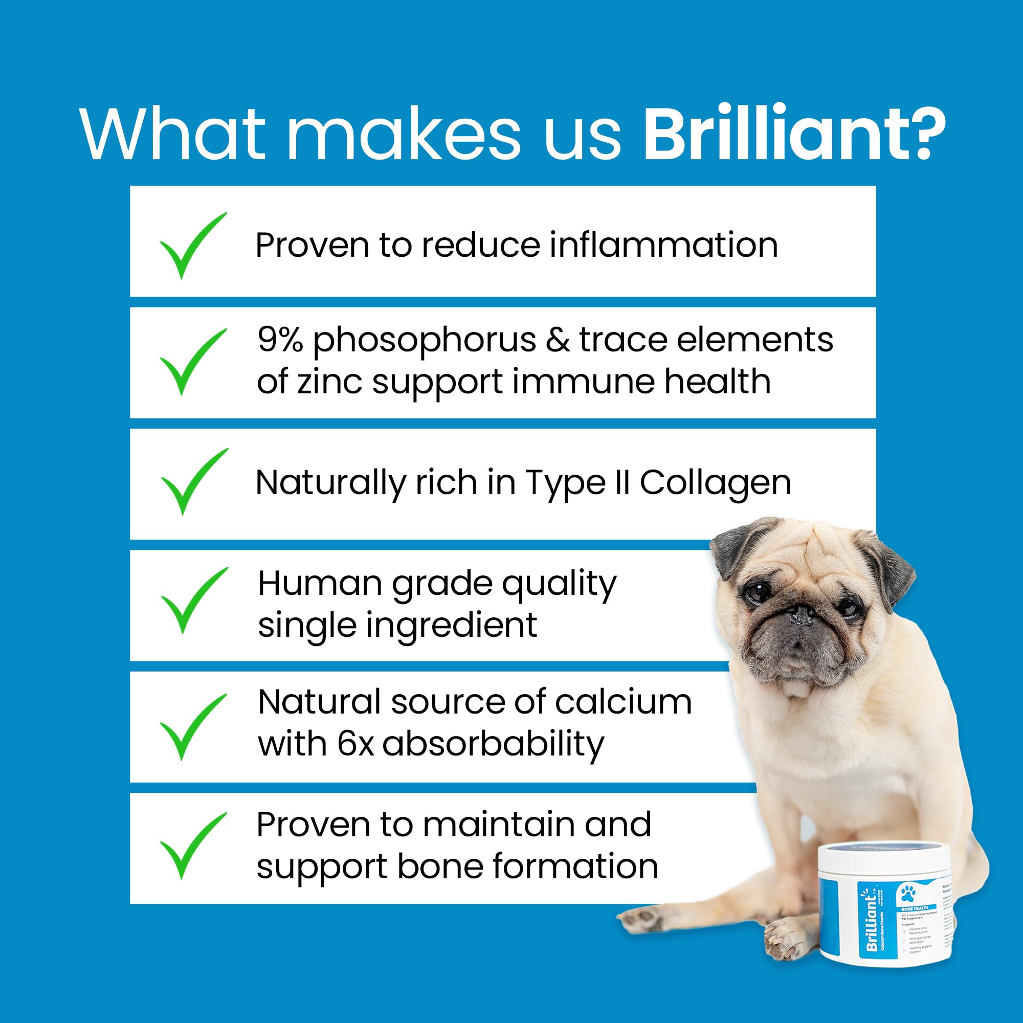 Premium 100% Natural Calcium Hydroxyapatite Powder for Dogs - Bioavailable Bone & Joint Supplement with Collagen | Low-Fat Calcium Bone Meal for Strong Bones & Healthy Joints | Ideal for Senior Dogs & Active Pets (200g) | Supports Mobility & Bone Health for Daily Wellness