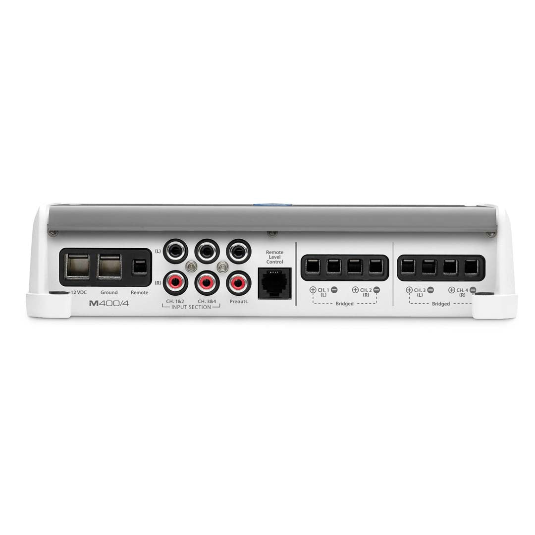 JL Audio M400/4 Marine Amplifier - 400W 4-Channel Class D Full Range Power Amplifier for Boats, Watercraft & Outdoor Audio Systems - Perfect for Marine Stereo Upgrades & Waterproof Audio Installations