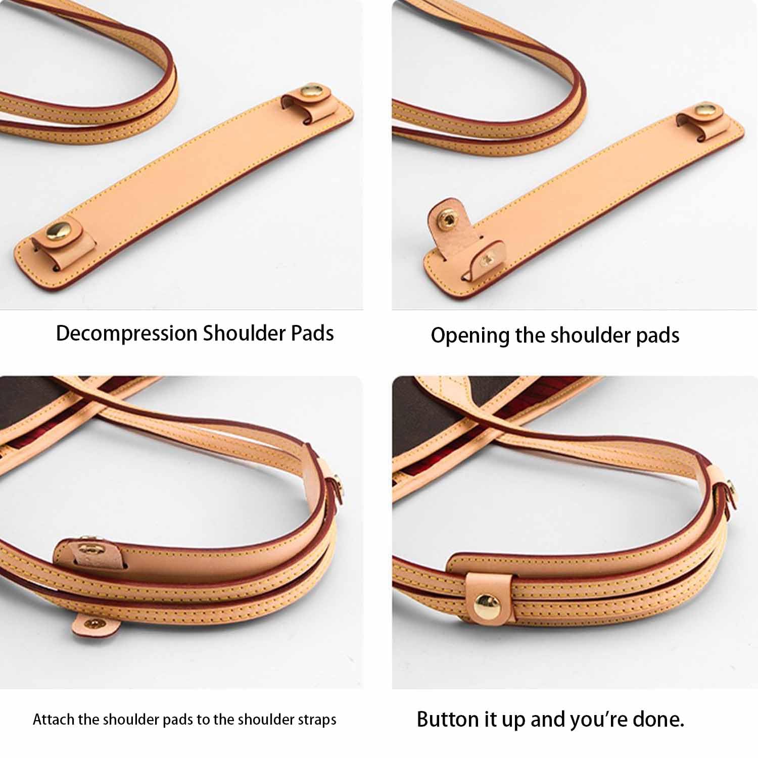 Premium Vachetta Leather Shoulder Pads - Comfortable & Stylish Shoulder Strap Cushions for Handbags, Purses & Totes - Perfect for Everyday Use, Travel & Fashion Accessories