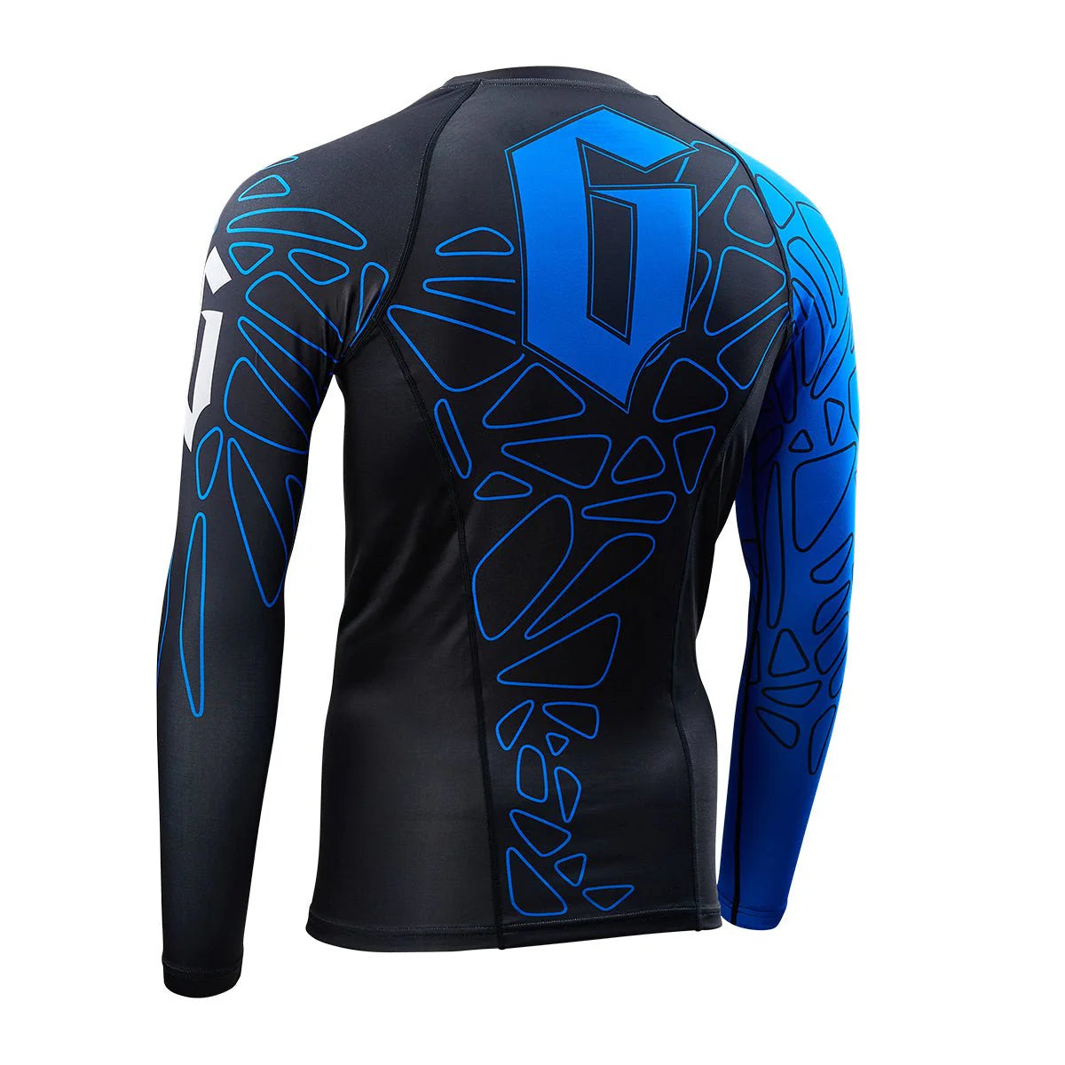 GAMENESS Rash Guard Long Sleeve - Black/Blue Compression Shirt for MMA, BJJ & Training - Moisture Wicking & UV Protection