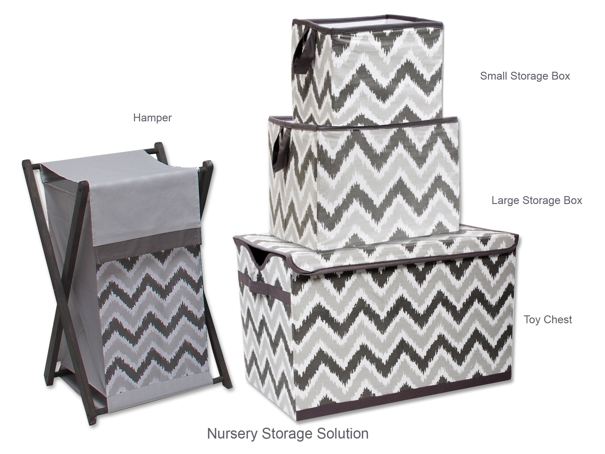 Bacati Mix N Match Ikat Zigzag Chevron Nursery Storage Organizer - Wall & Crib Storage Basket, Grey - Perfect for Baby Room Organization & Nursery Decor