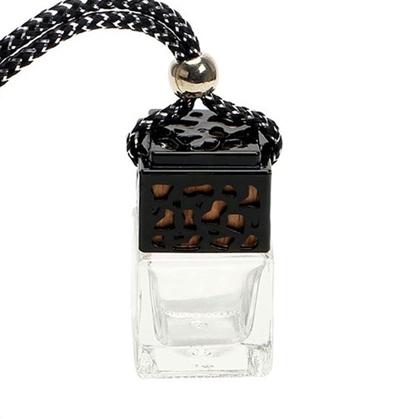 Refillable Glass Car Air Freshener Bottle - Essential Oil Diffuser & Perfume Spray for Vehicles - Black Hanging Air Purifier for Home, Office & Car Interior