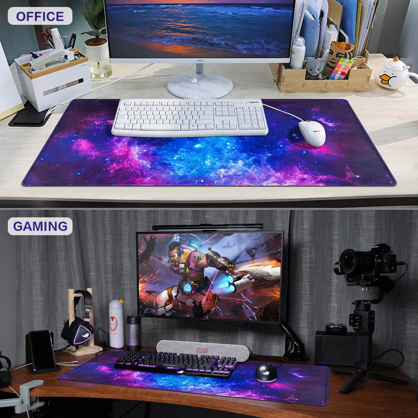 Canjoy Gaming Mouse Pad with Keyboard & Mouse Wrist Rest Set - Ergonomic Pain Relief for Computer & Laptop - Perfect for Office Work, Gaming & Long Typing Sessions