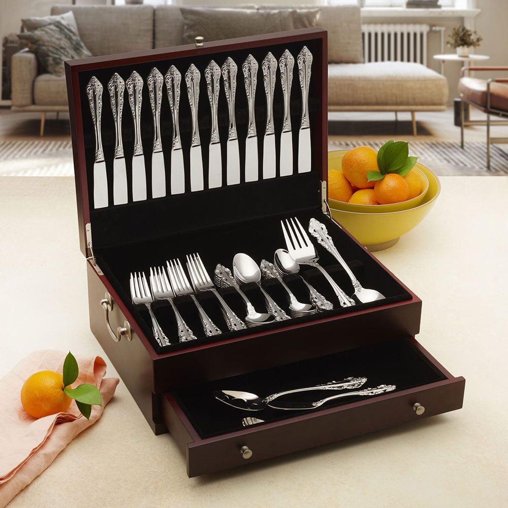 Dark Walnut Wooden Flatware Chest with Single Drawer - Perfect for Silverware Storage and Dining Table Organization