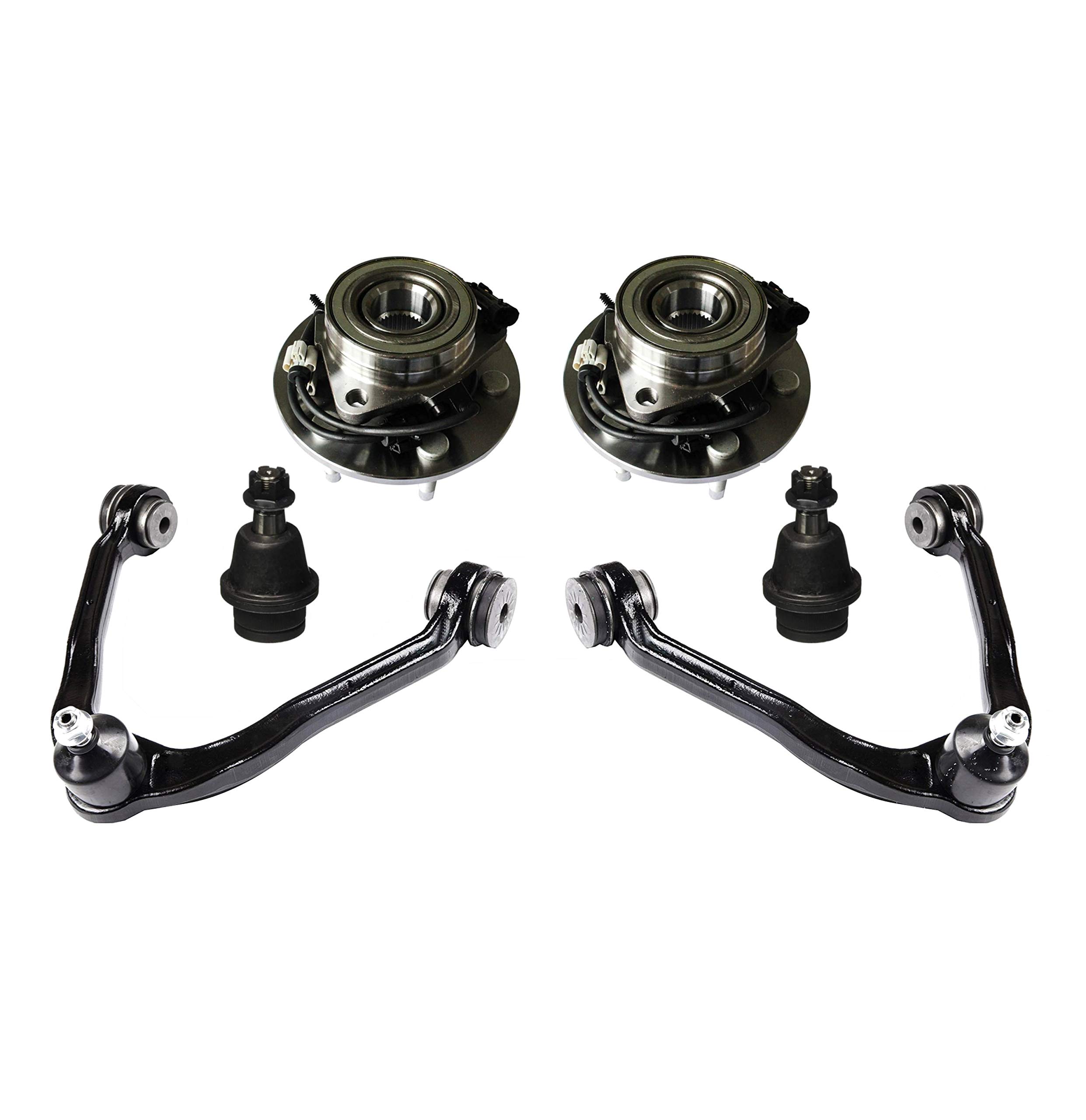 6-Piece Front Steering & Suspension Kit - Wheel Hub & Bearing Assemblies, Upper Control Arms, Lower Ball Joints for Cadillac Escalade, Chevrolet Avalanche 1500, Express 1500 | Perfect for Off-Roading, Towing & Smooth Ride Maintenance