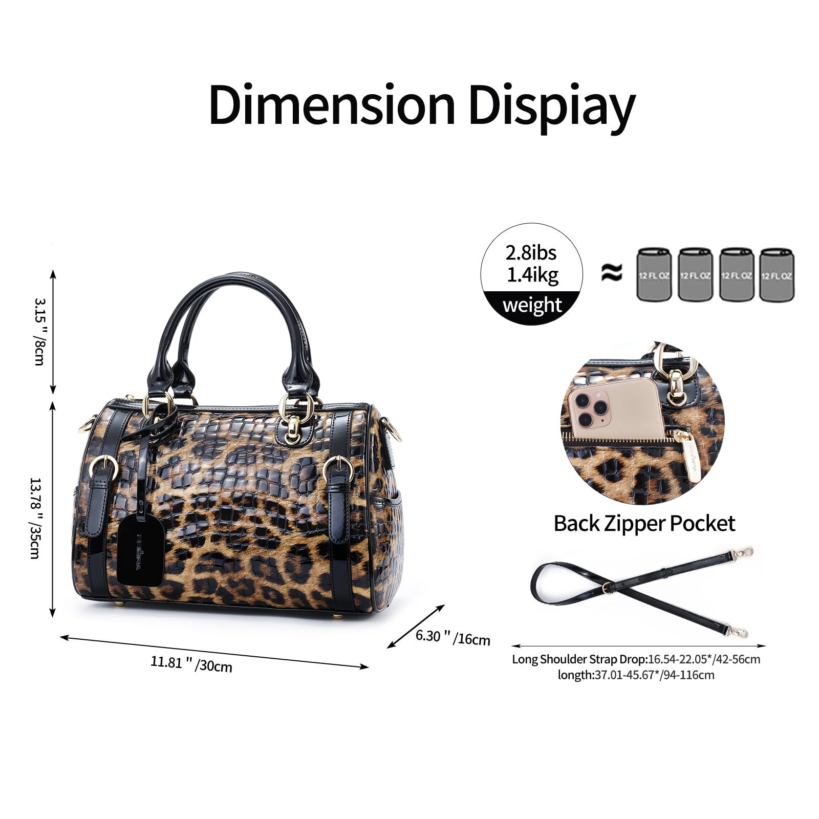 Genuine Leather Tote Bag for Women - Fashionable Crossbody & Shoulder Purse with Leopard Print - Perfect for Work, Travel & Everyday Use