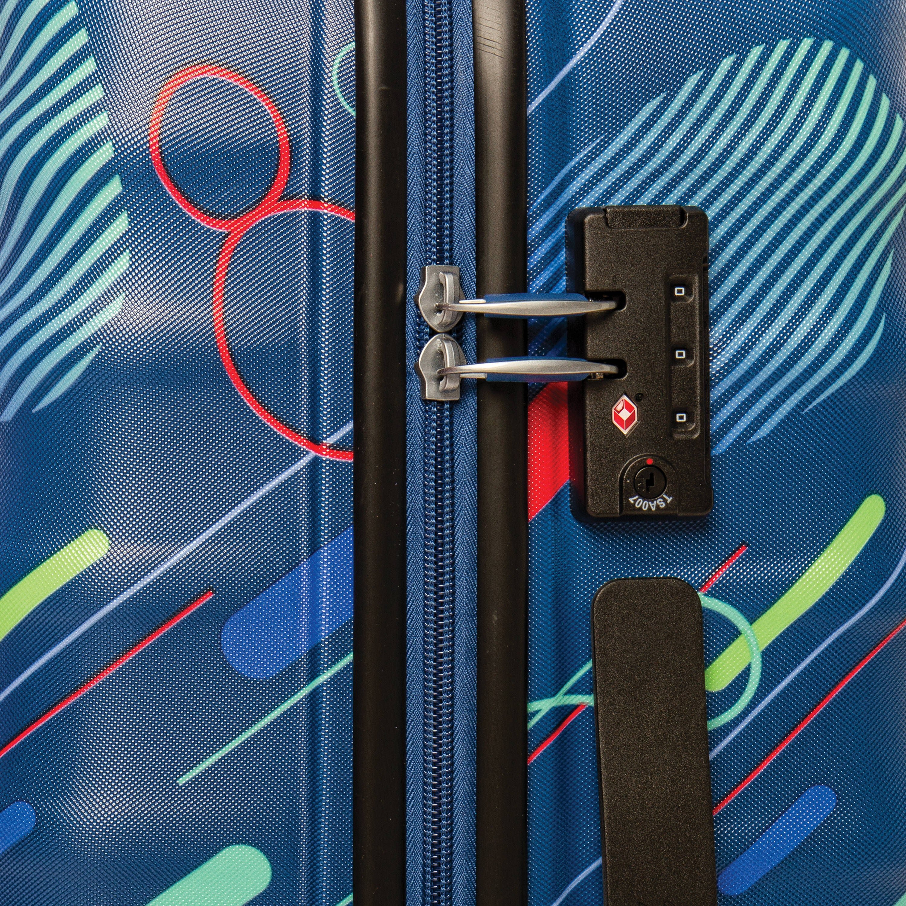 American Tourister Disney Wavebreaker Spinner Medium Luggage - Mickey Future Pop Design | Lightweight Durable Suitcase for Travel, Vacation & Business Trips
