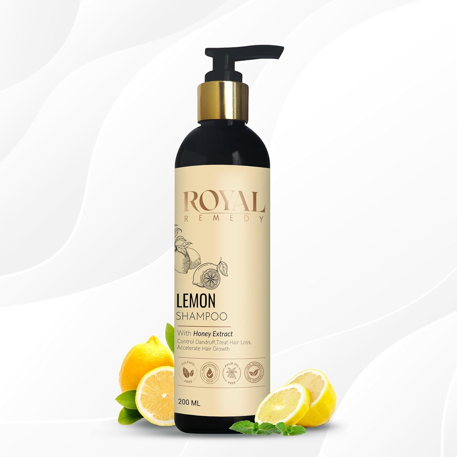 Royal Remedy Lemon & Honey Extract Shampoo - Anti Dandruff, Hair Loss Treatment & Growth Stimulator with Plant Keratin | 200ml for Men & Women | Perfect for Dry Scalp & Thinning Hair Care