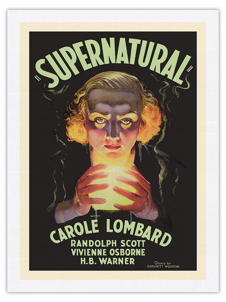 Vintage 1933 Pacifica Island Art Supernatural Horror Movie Poster - Starring Carole Lombard - 24x32 Inch Silk Dupioni Fabric Print by Vincent Trotta & Maurice Kallis - Perfect for Classic Film Collectors and Home Theater Decor