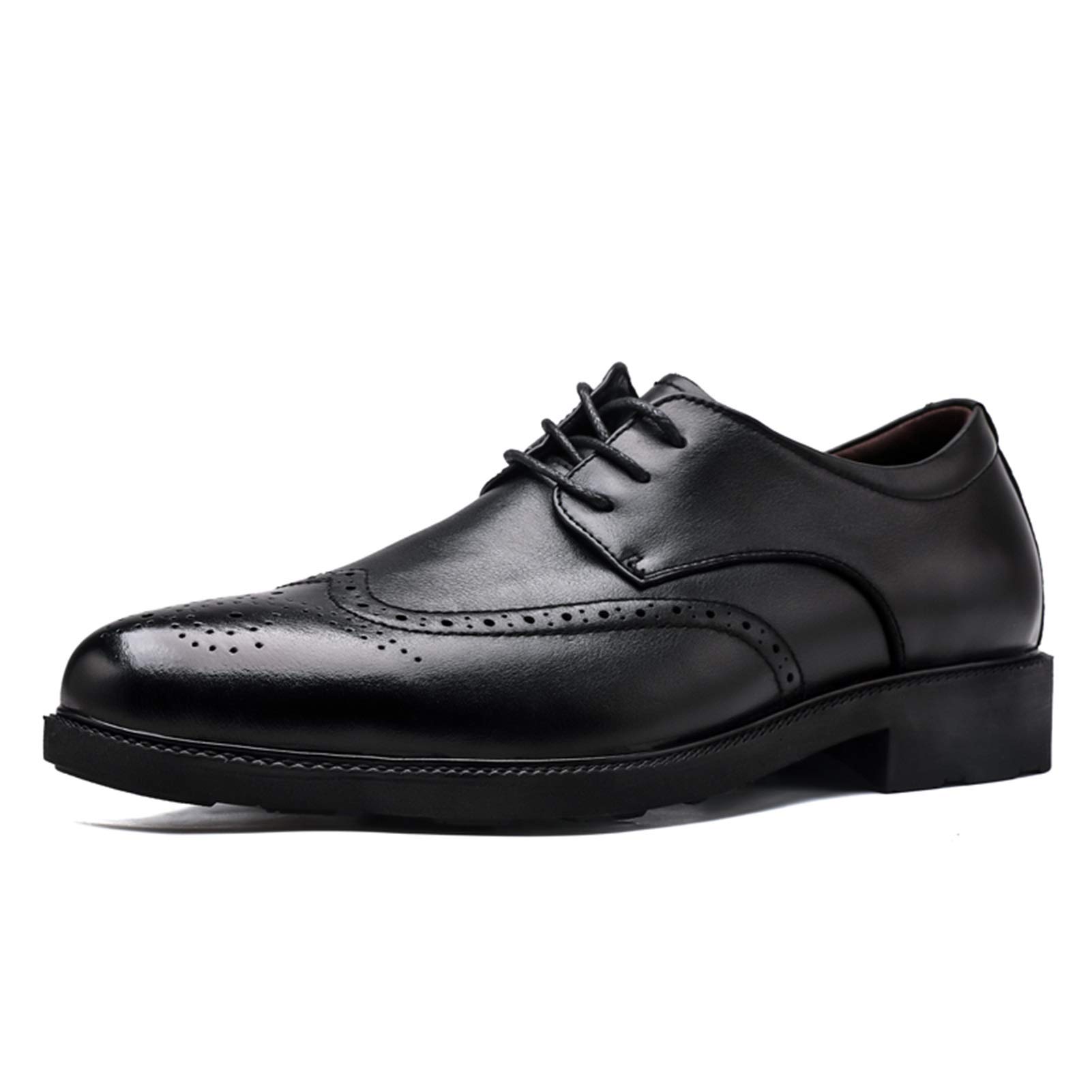 Premium Men's Leather Dress Shoes - Wingtip Brogue Derby Formal Shoes with Anti-Slip Sole | Classic Lace-Up Design for Business, Office & Wedding Occasions