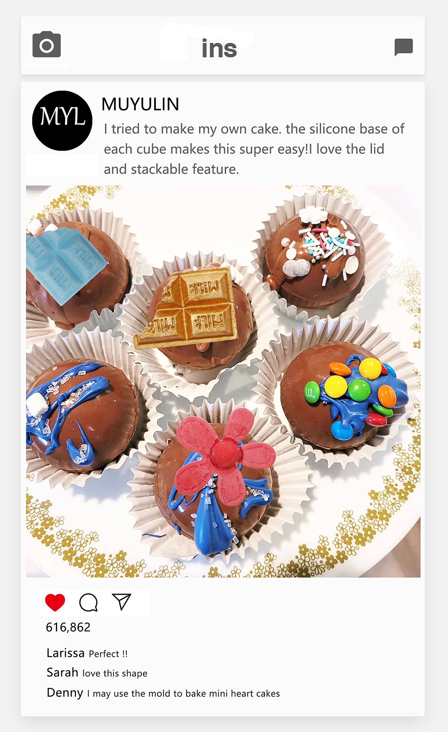 Premium Chocolate Fondant Silicone Molds Set of 2 - Half Chocolate Shape Baking Molds for Cake Decorating, Cupcake Toppers, Candy Making, Soap & Clay Crafts - Perfect for Birthday Parties, Wedding Cakes & DIY Dessert Decorations
