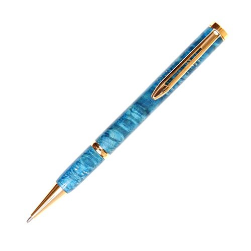 Lanier Pens Longwood Twist Pen - 24kt Gold Plated - Premium Turquoise Box Elder Wood - Luxury Writing Instrument for Business Gifts & Collectors