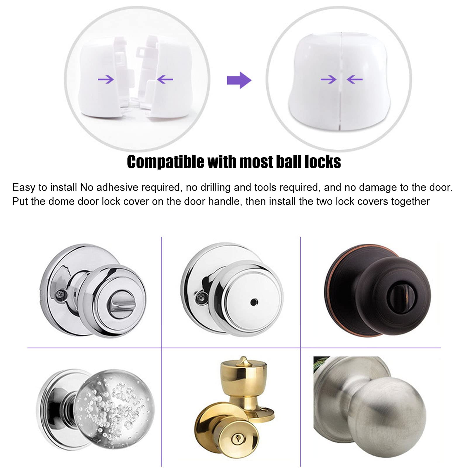 Child Proof Door Knob Covers - 4 Pack Baby Safety Locks for Round Handles | Secure Cabinet & Drawer Protection for Toddlers & Elderly | Home & Office Child Safety Solution