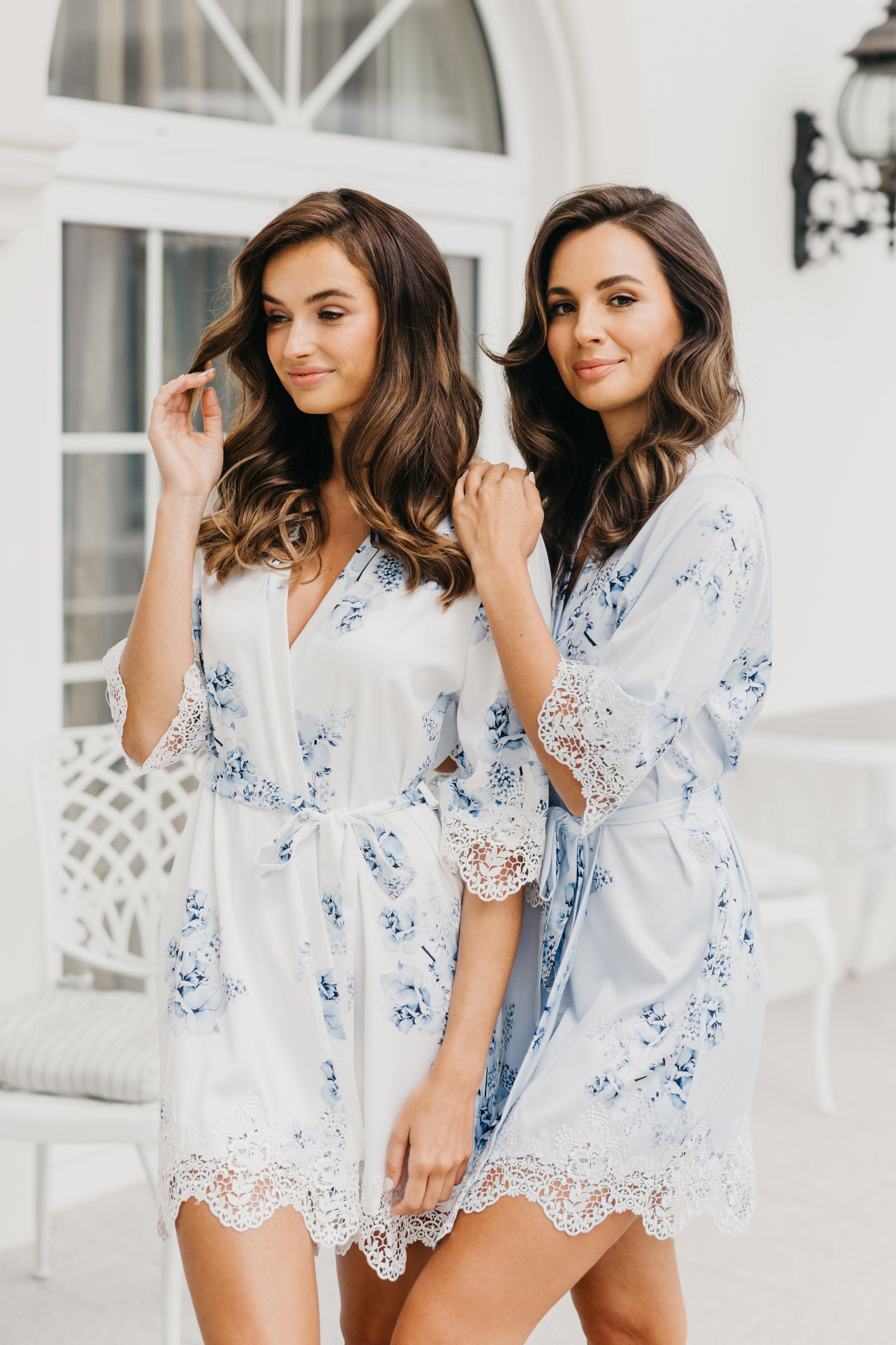 Ivana Bleu De Fleur Printed Robe - Floral Kimono Cover Up for Women, Lightweight Summer Beach Dress, Perfect for Poolside, Vacation & Boho Fashion