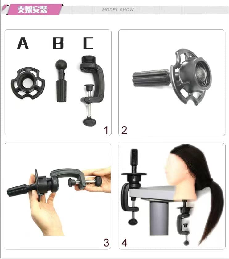 100% Human Hair Male Training Head for Hairdressers - Professional Mannequin Head for Cutting, Styling & Practice with Clamp Stand (Black) | Perfect for Salon Training, Barber School & Home Hairdressing Practice