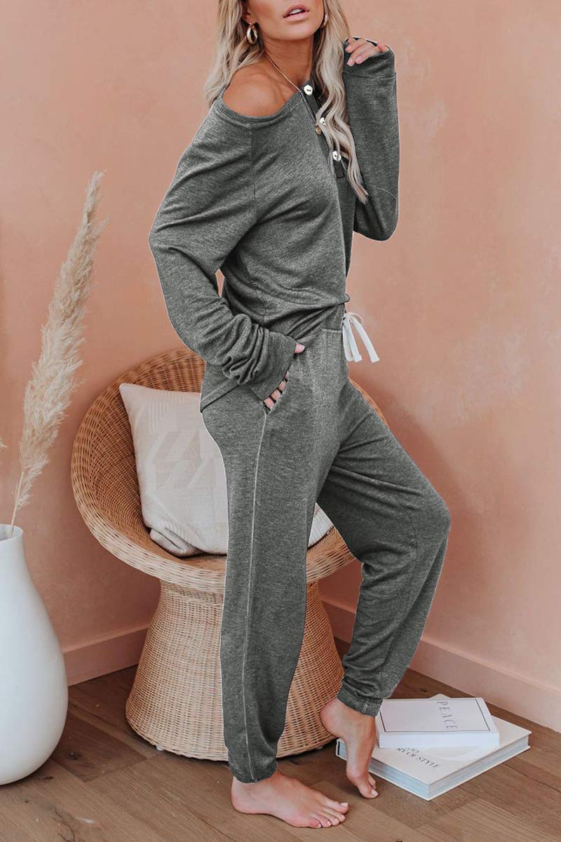 AUTOMET Women's 2-Piece Pajama Set - Cozy Fall Loungewear Sweatsuit with Soft Sweatpants | Perfect for Home Relaxation, Sleepwear & Casual Outfits