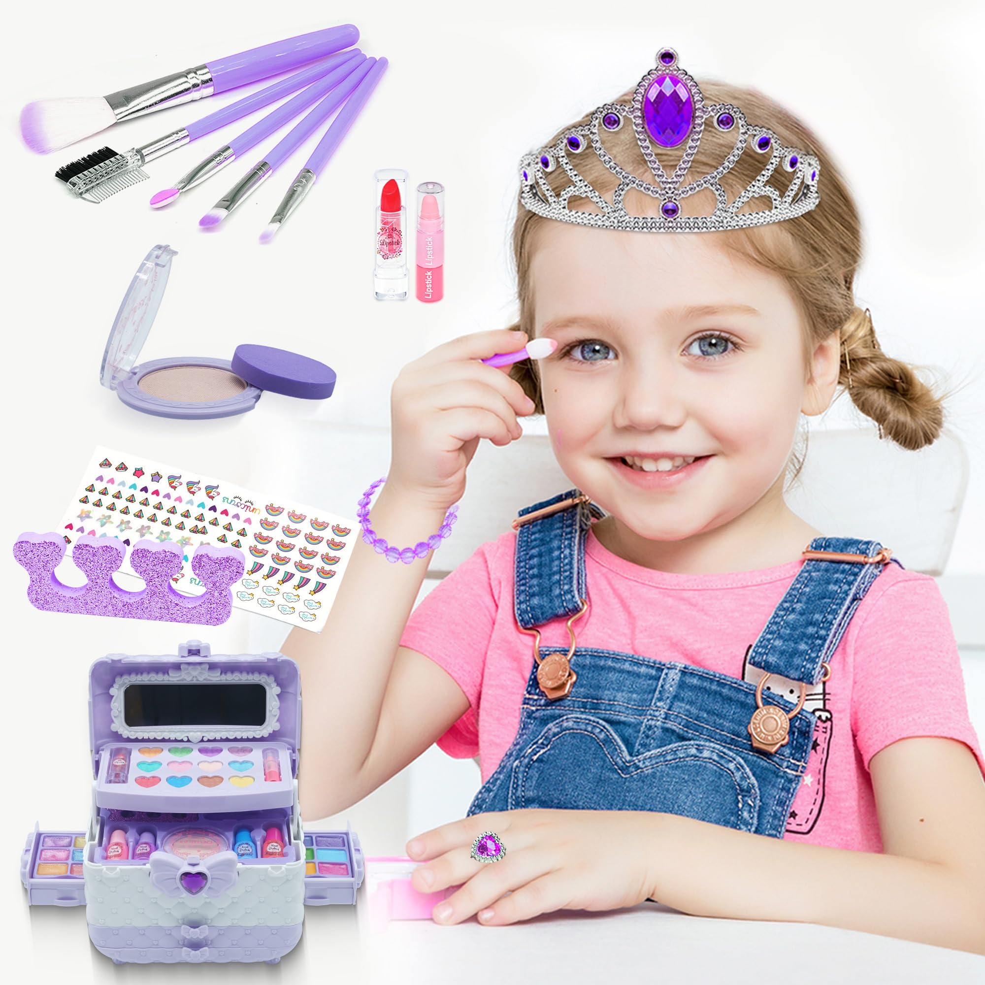 Non-Toxic Kids Makeup Kit for Girls 3-12 - Washable Play Cosmetics for Dress Up & Birthday Gifts
