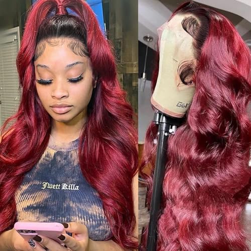 1b 99J Burgundy Body Wave Wig