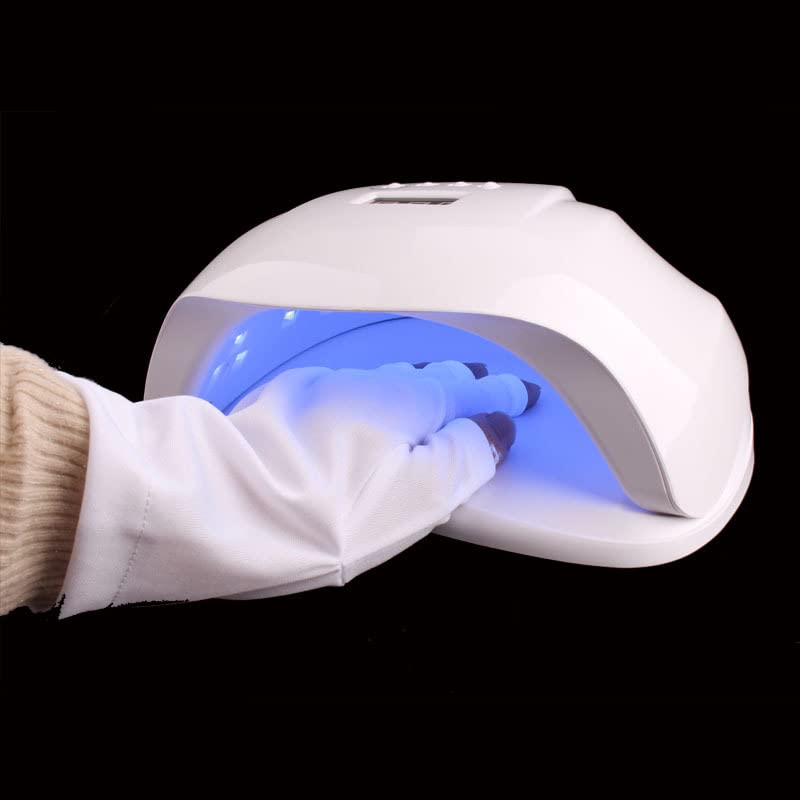 UV Protection Fingerless Gloves for Gel Manicures - 1 Pair White Nail UV Shield Sleeves (8.7