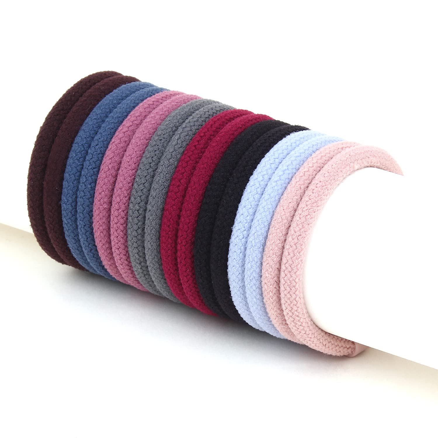 Sonpal Hair Rubber Bands for Women & Girls - Soft Cotton Elastic Hair Ties (Pack of 27) - Bright & Dark Multicolor Ponytail Holders for School, Workout, Yoga & Everyday Styling