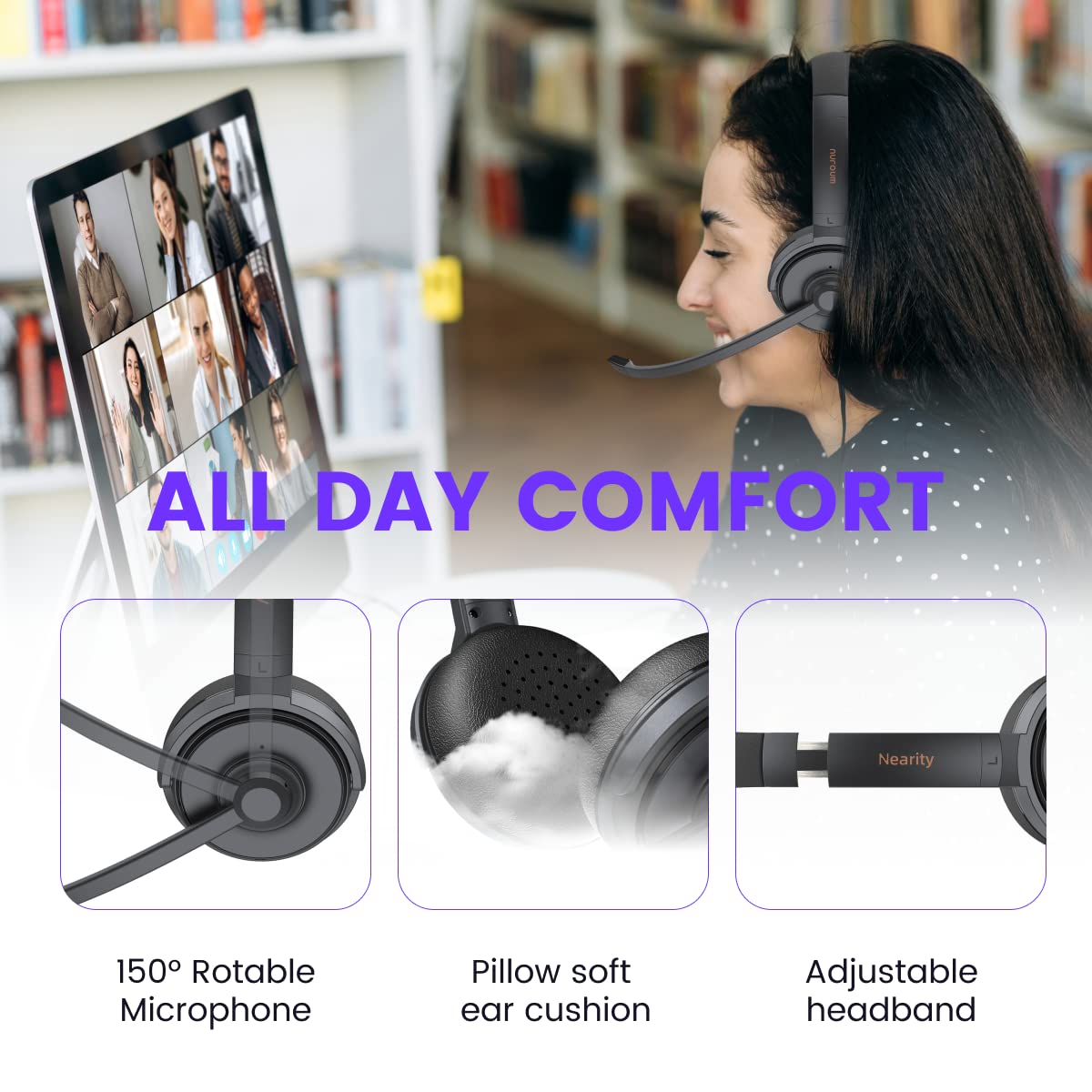 HP20 Wired Computer Headset with Noise Cancelling Microphone - USB/Type-C On-Ear Headphones for PC, Mac, Laptop & Tablet - Perfect for Office, Home & Business Conference Calls
