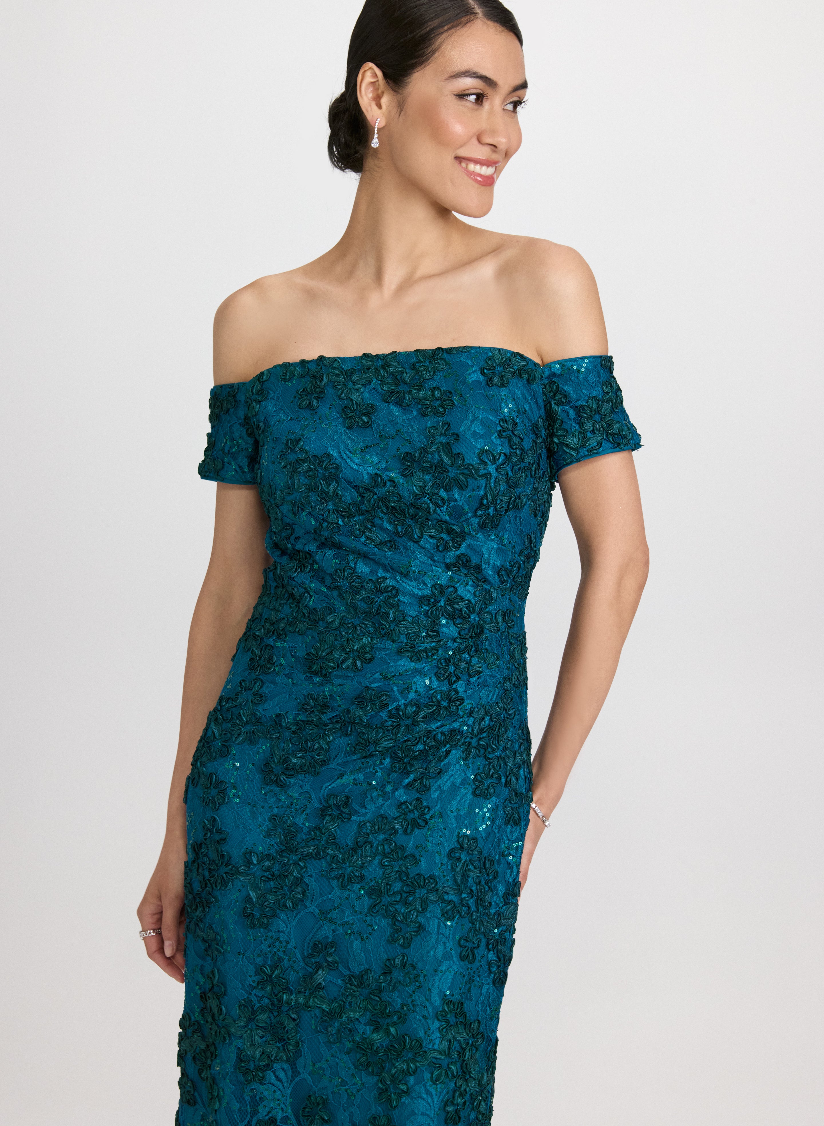 Elegant Embroidered Lace Off Shoulder Dress for Women - Summer Beach Party & Wedding Guest Outfit