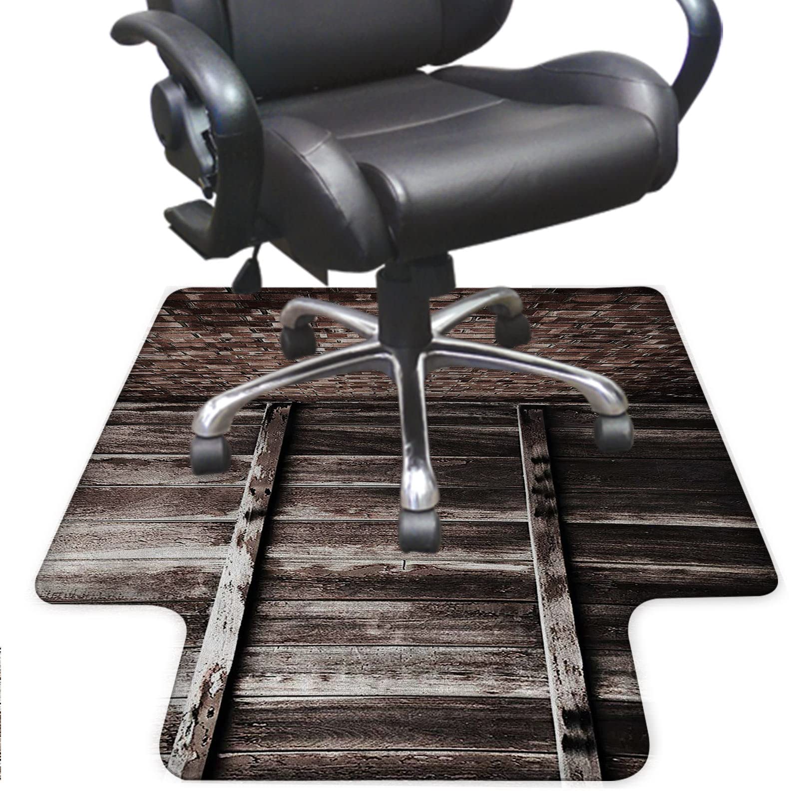 Premium Office Chair Mat 48x36 Inch - Non-Slip Hardwood Floor Protector for Rolling Desk Chairs, Rustic Brown Computer Gaming Mat - Ideal for Home Office, Study & Workspace