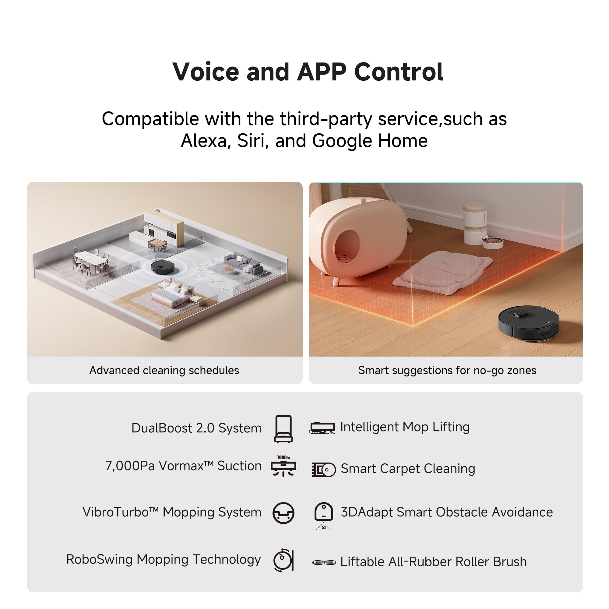 Mova S10 Plus Robot Vacuum Cleaner with Self-Emptying Dock - 7000Pa Strong Suction, Liftable Brush, 90 Days Hands-Free Cleaning, 4L Dust Bag, LiDAR Navigation, App & Alexa Voice Control - Ideal for Pet Hair, Hard Floors & Large Homes