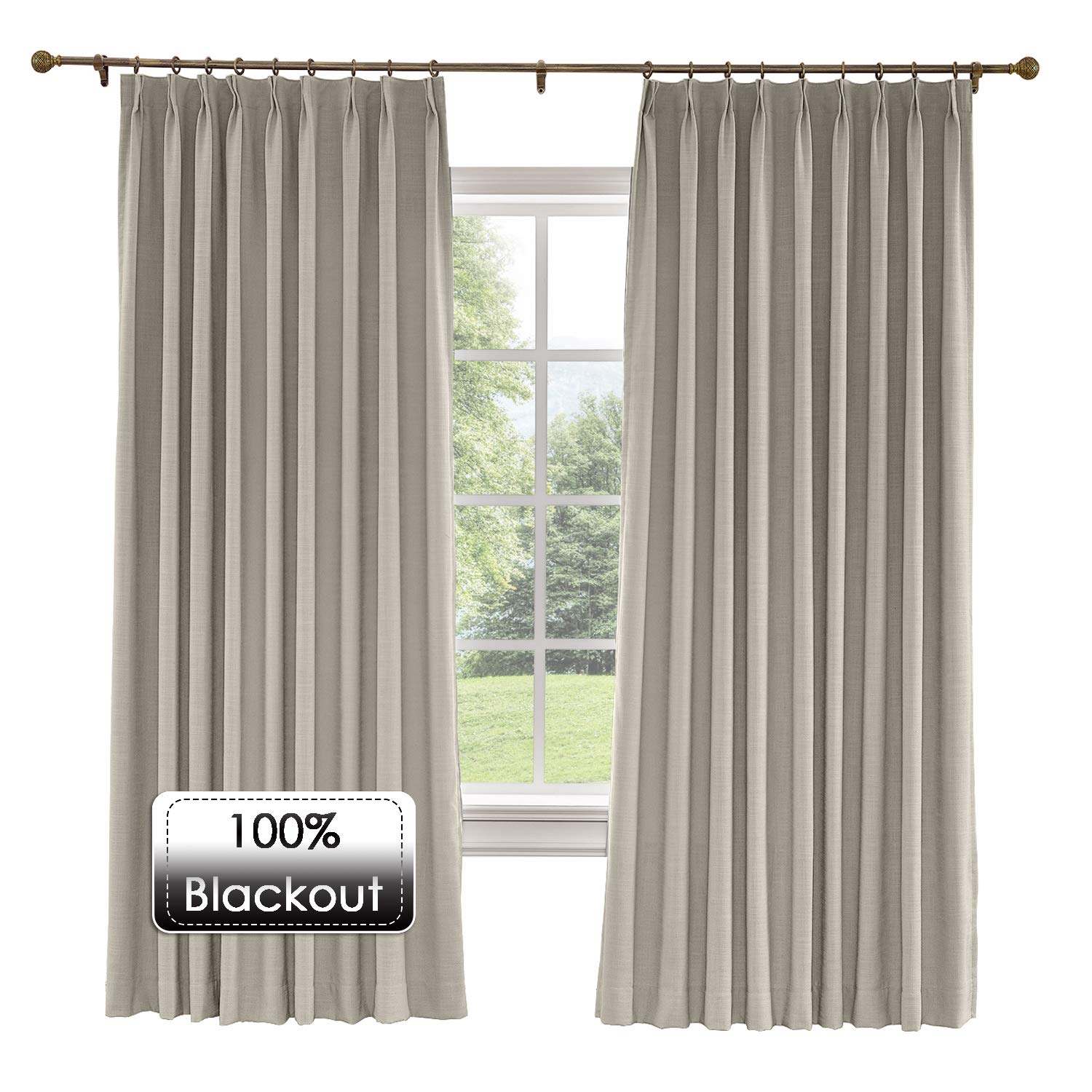 Premium Blackout Thermal Insulated Linen Curtains for Living Room - 52