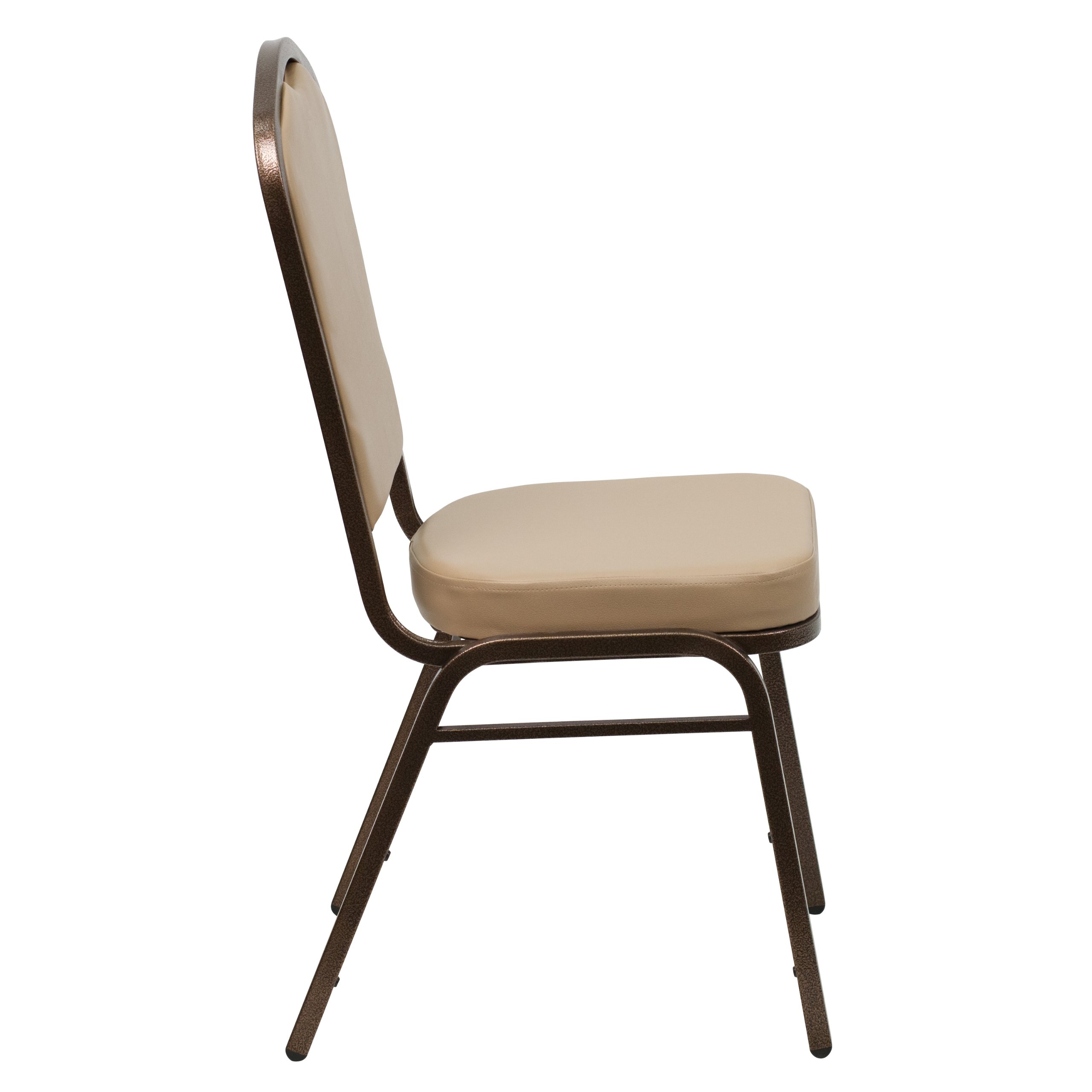 Emma & Oliver Tan Vinyl Crown Back Stacking Banquet Chair with Copper Vein Frame - Elegant Event Seating for Weddings, Parties & Banquets