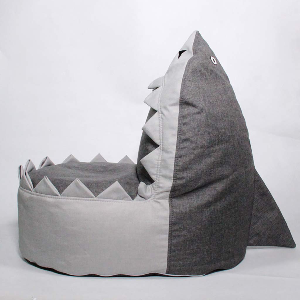 Adorable Shark Bean Bag Chair Cover - Extra Large Plush Storage Bag for Kids Toys, Clothes & Towels - Soft Blue Stuffed Animal Organizer for Playroom, Bedroom & Dorm Decor