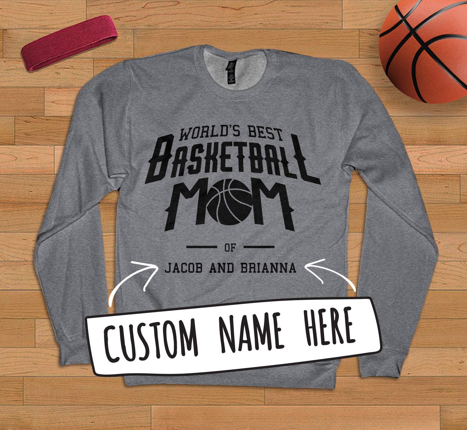 Custom Basketball Mom Sweatshirt for Women - Personalized Sports Gift for Mother's Day | Game Day Outfits, Team Mom Apparel & Casual Wear